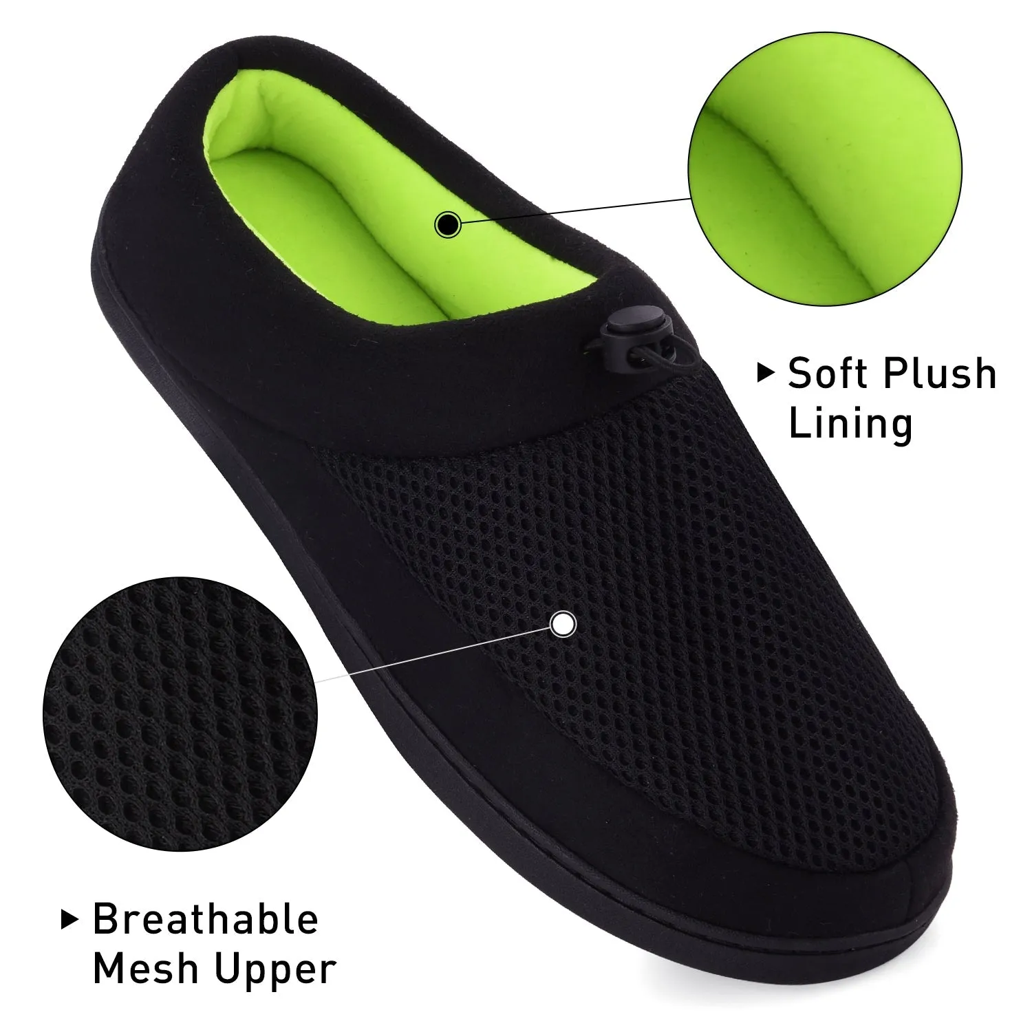 VONMAY Men's Slippers Memory Foam House Shoes Adjustable Closed Back