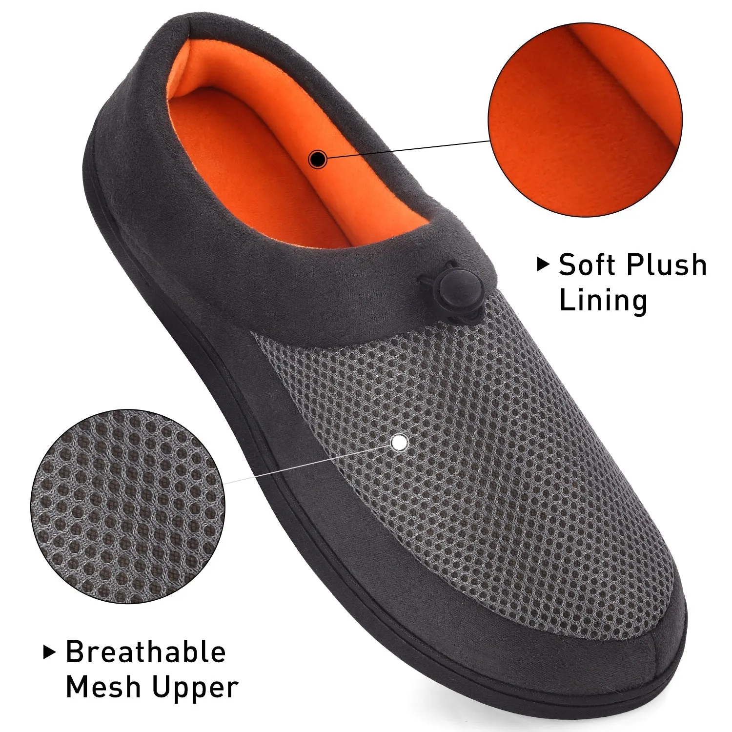 VONMAY Men's Slippers Memory Foam House Shoes Adjustable Closed Back