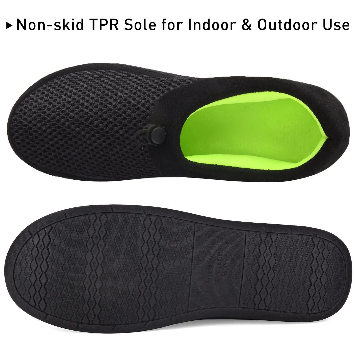 VONMAY Men's Slippers Memory Foam House Shoes Adjustable Closed Back