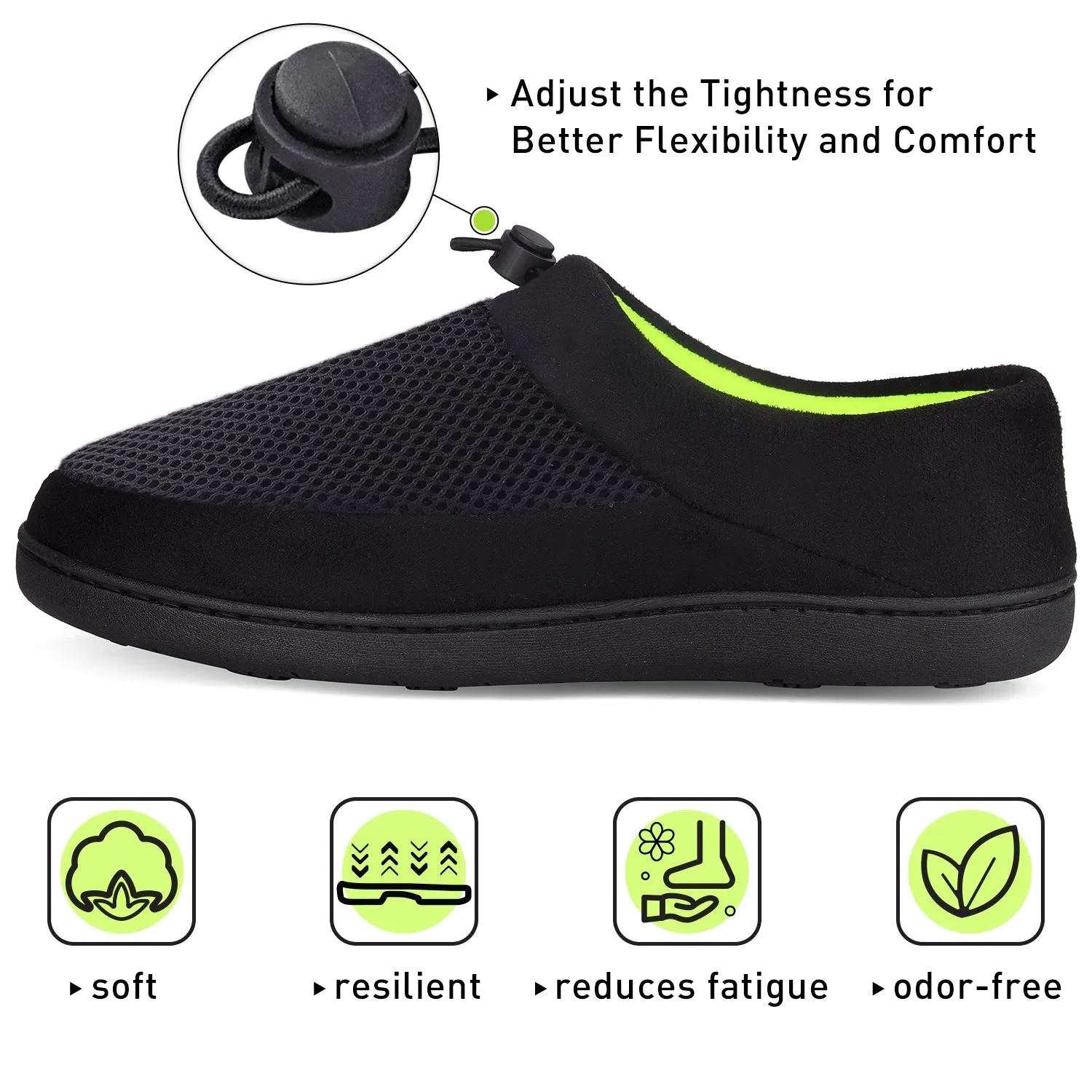VONMAY Men's Slippers Memory Foam House Shoes Adjustable Closed Back