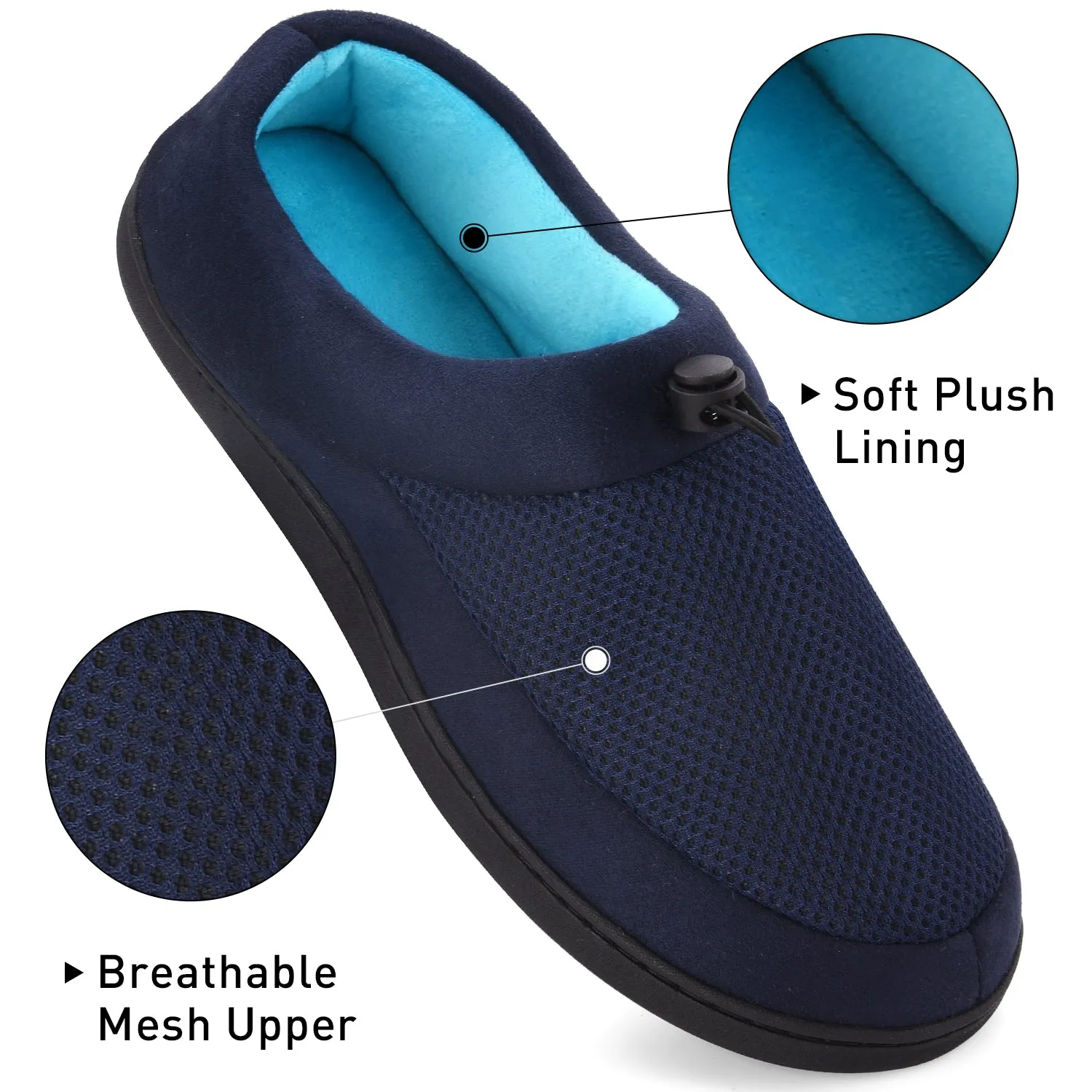 VONMAY Men's Slippers Memory Foam House Shoes Adjustable Closed Back