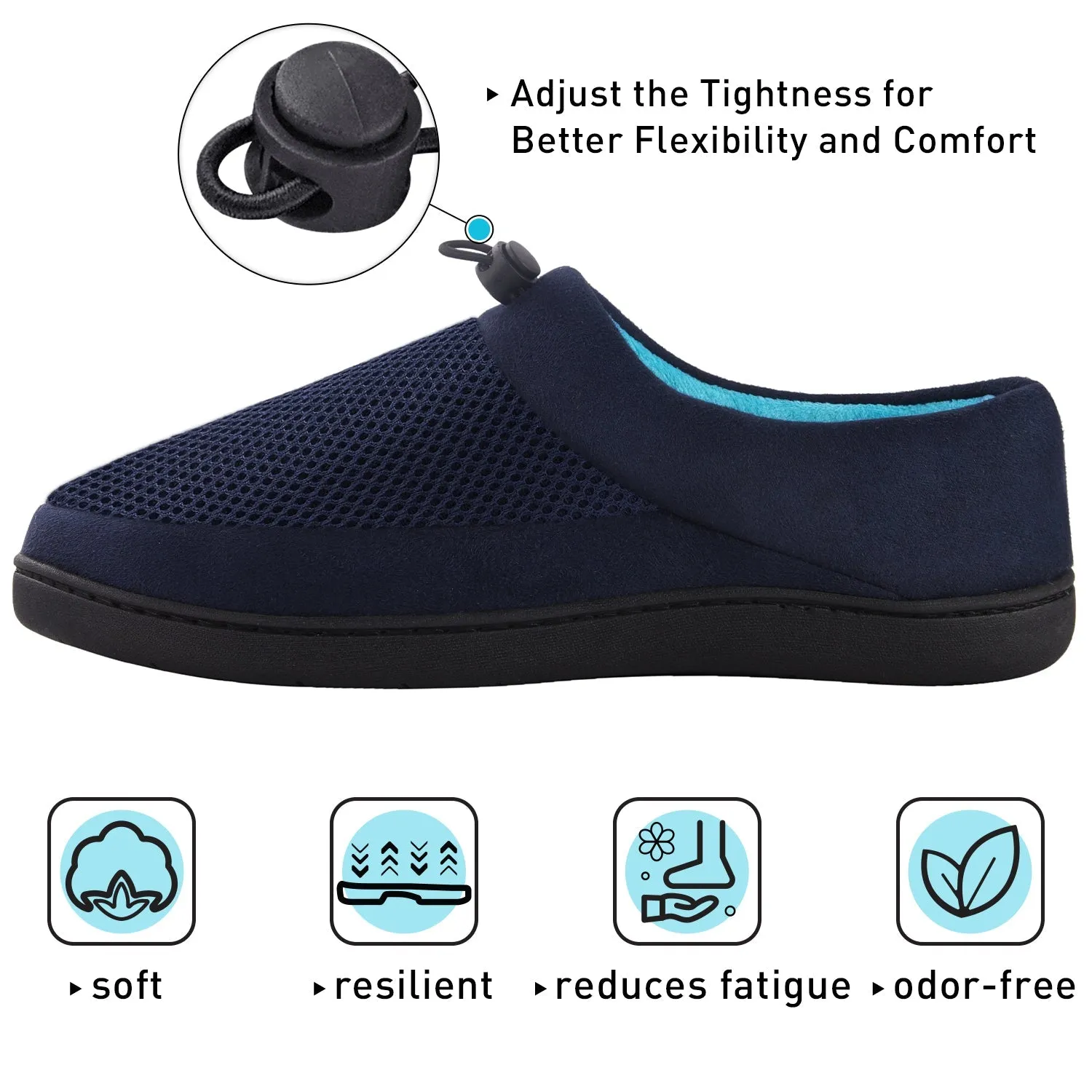 VONMAY Men's Slippers Memory Foam House Shoes Adjustable Closed Back
