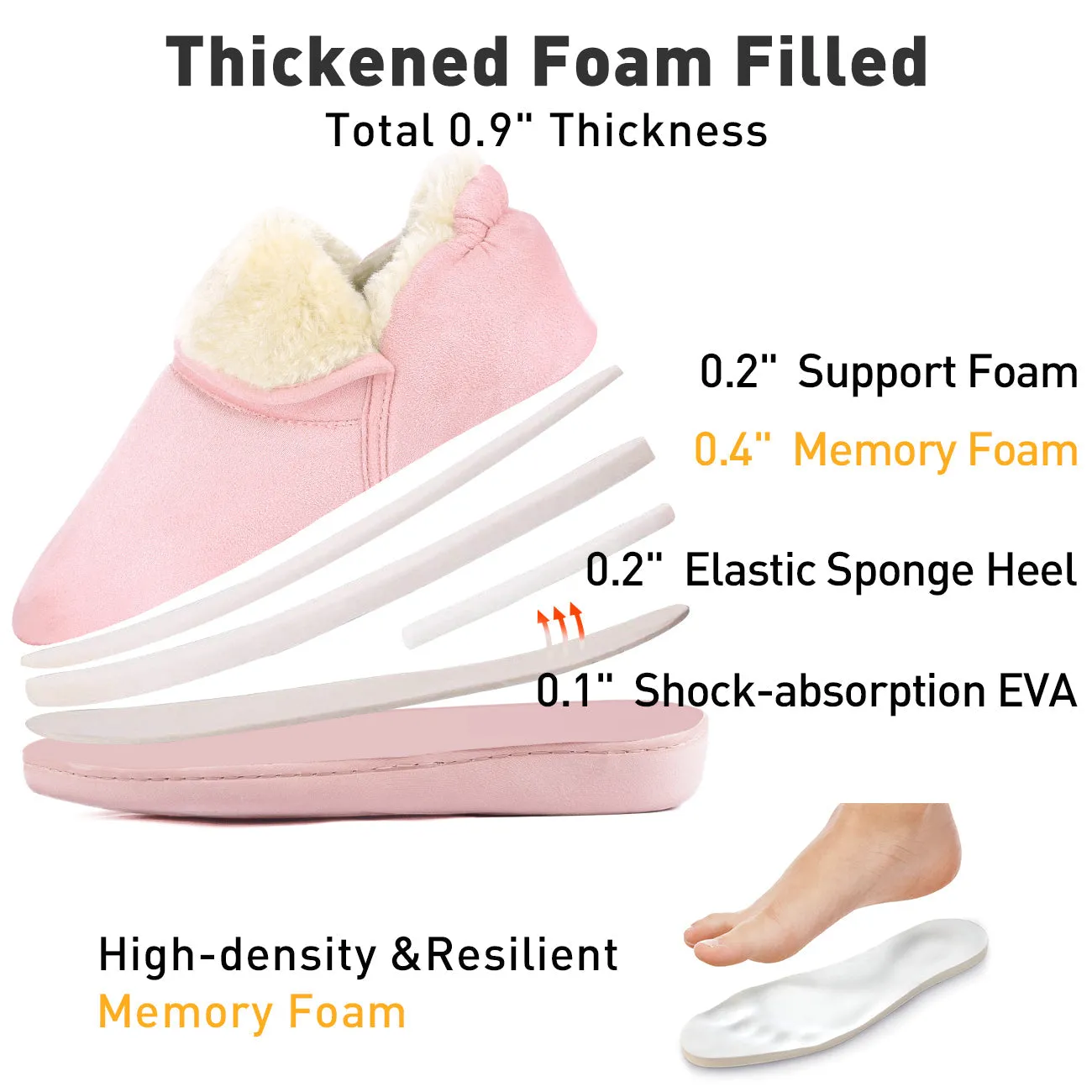 VONMAY Women's Faux Fur Suede House Booties Memory Foam Slippers