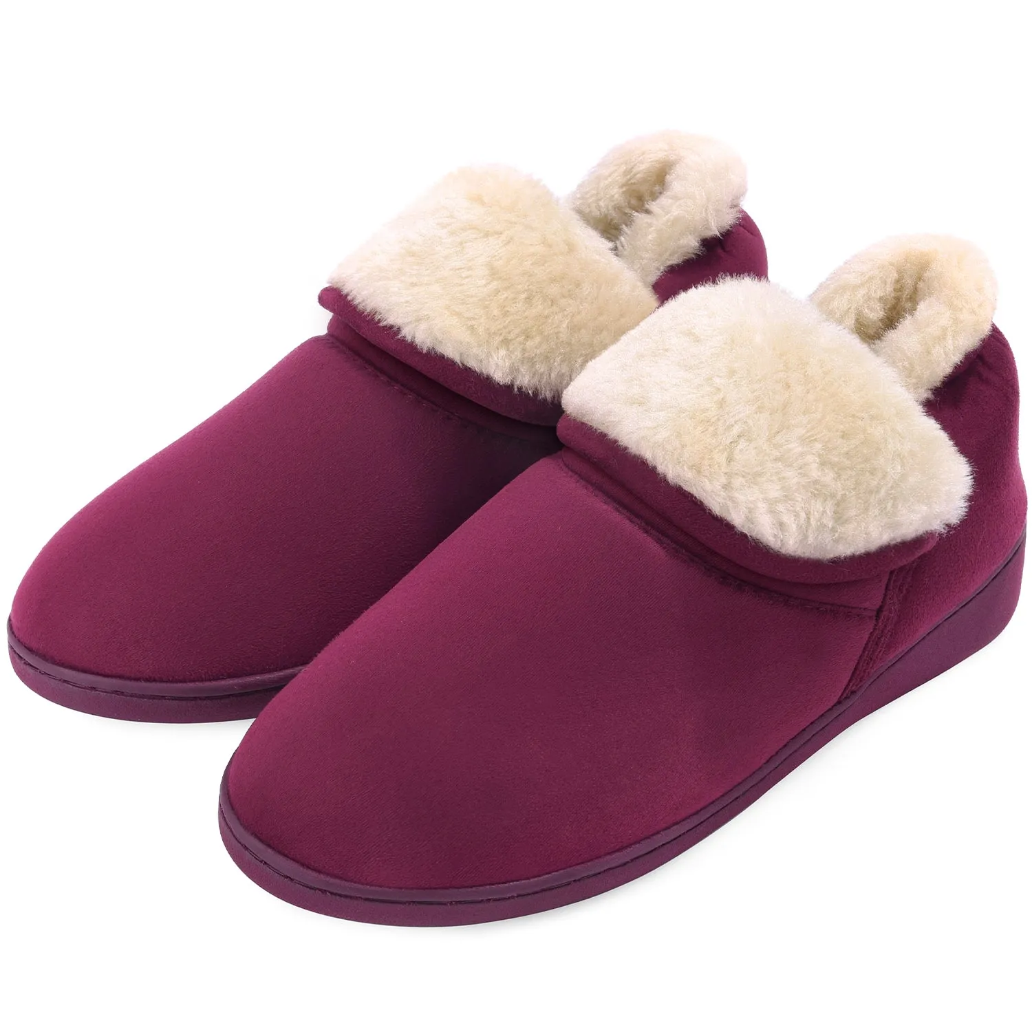 VONMAY Women's Faux Fur Suede House Booties Memory Foam Slippers