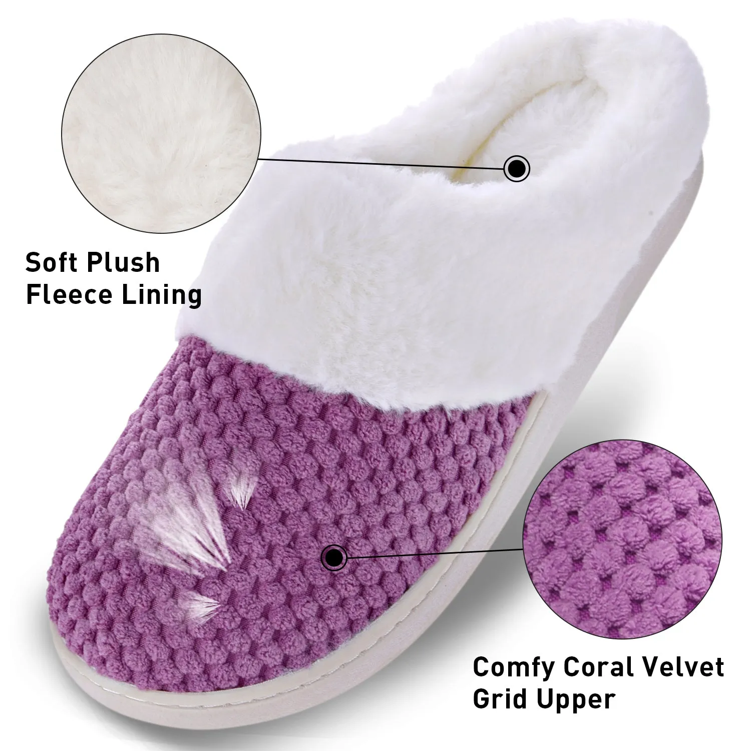 VONMAY Women's Slippers House Shoes Fleece Fuzzy Plush Lining
