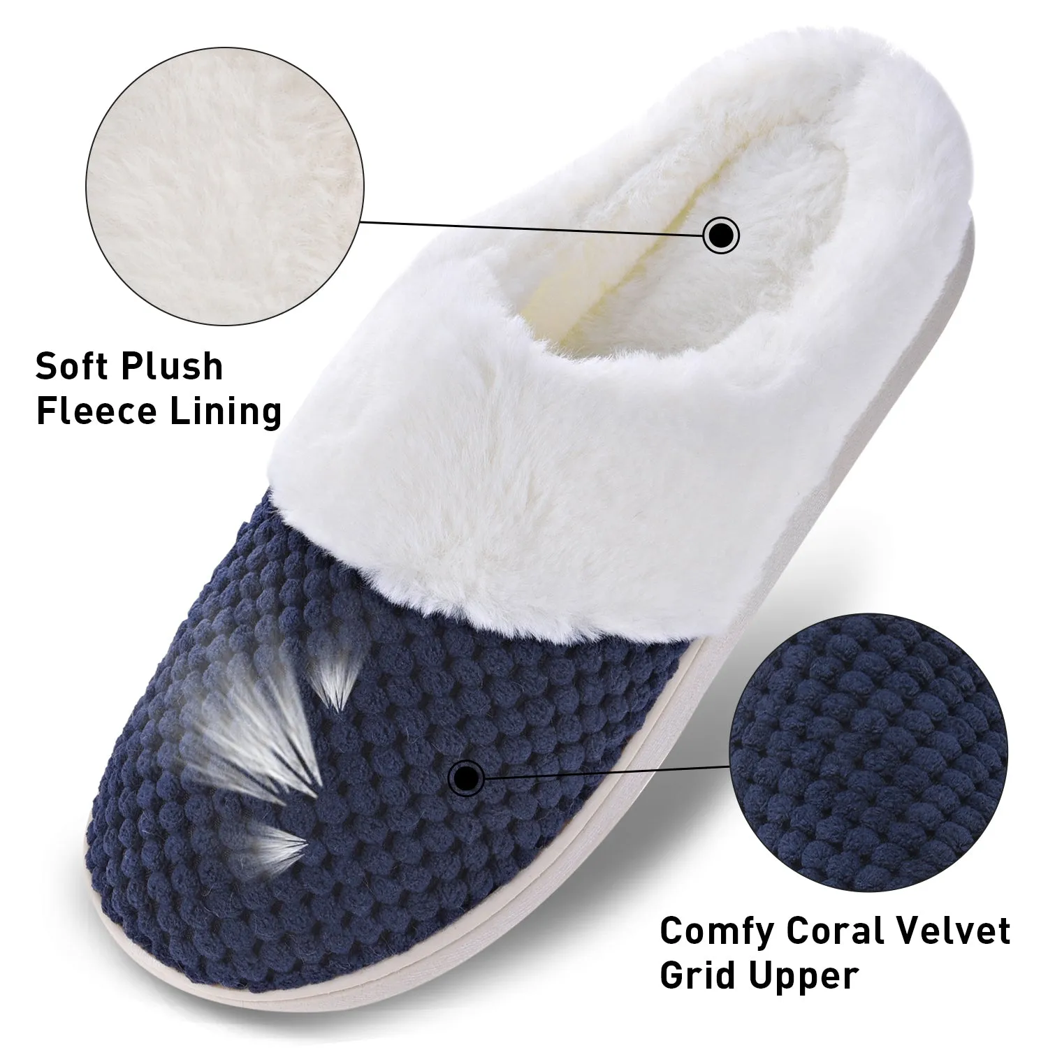 VONMAY Women's Slippers House Shoes Fleece Fuzzy Plush Lining