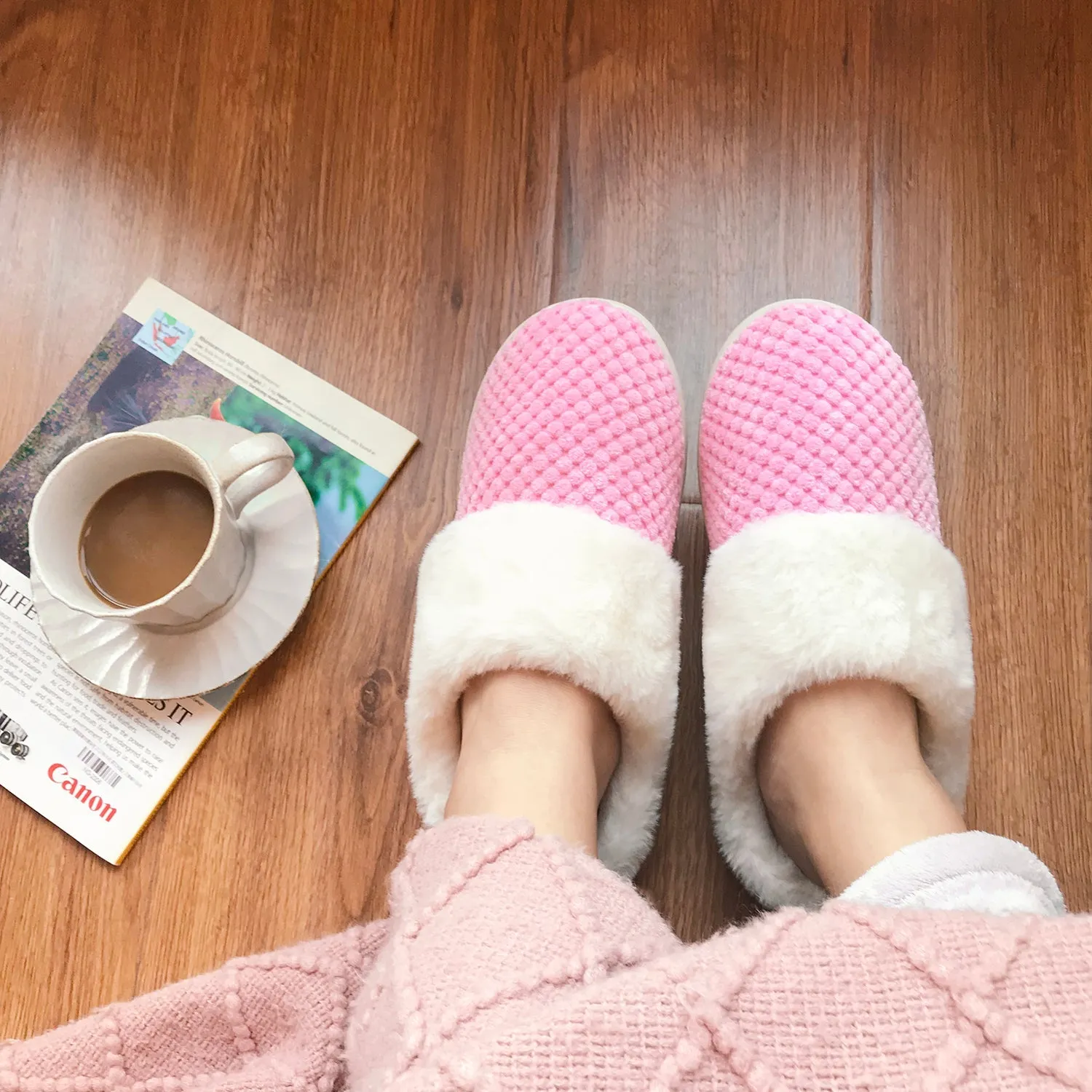 VONMAY Women's Slippers House Shoes Fleece Fuzzy Plush Lining
