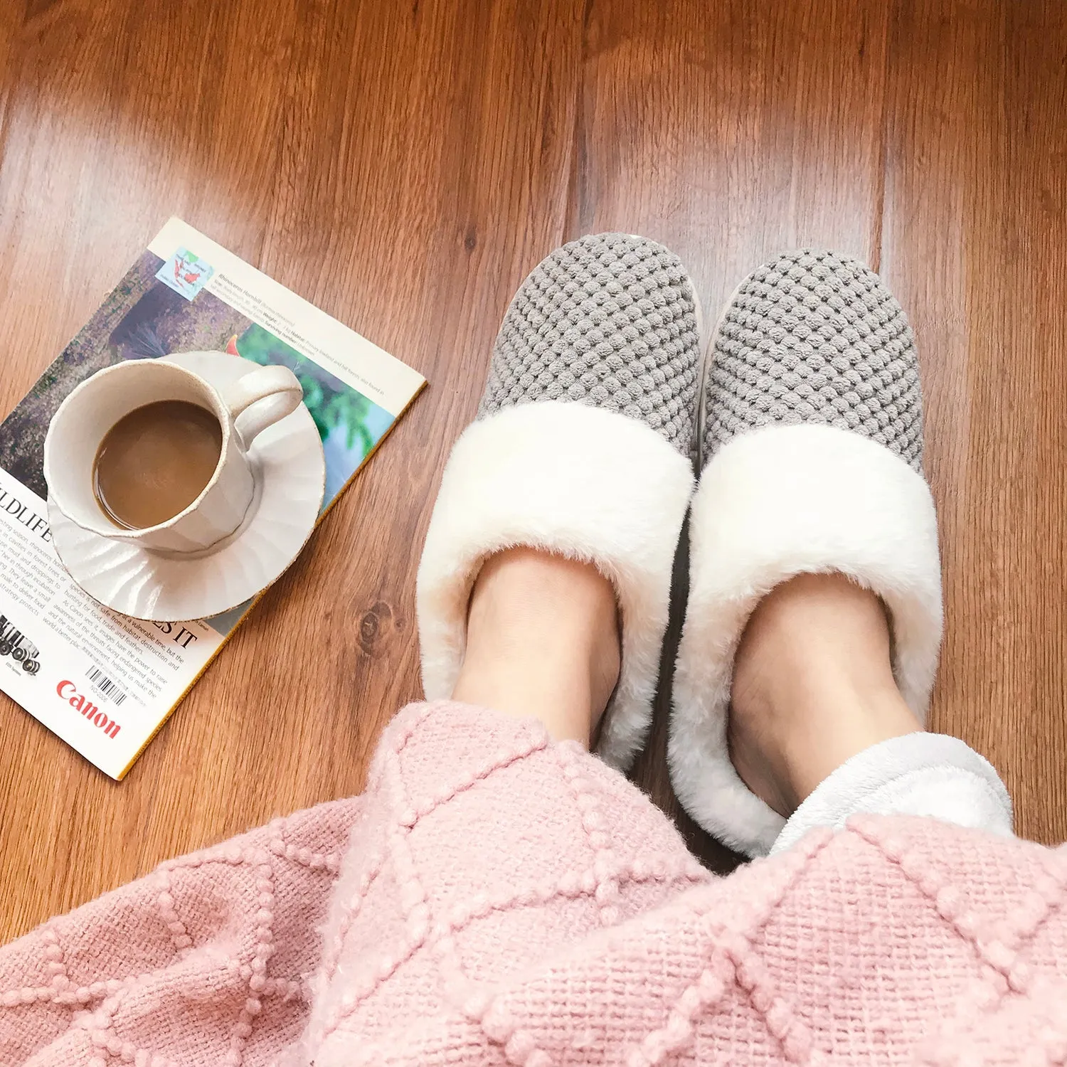 VONMAY Women's Slippers House Shoes Fleece Fuzzy Plush Lining
