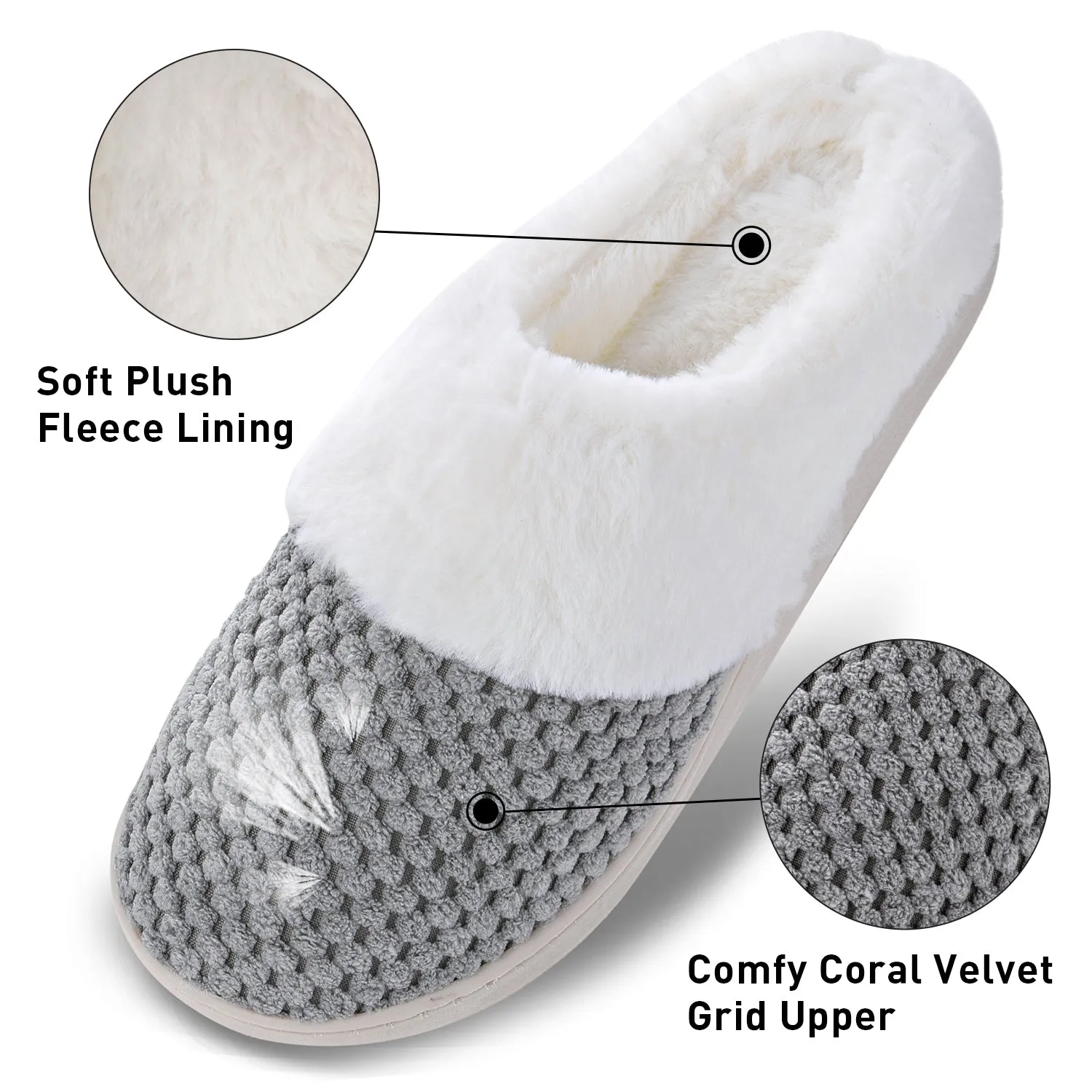 VONMAY Women's Slippers House Shoes Fleece Fuzzy Plush Lining