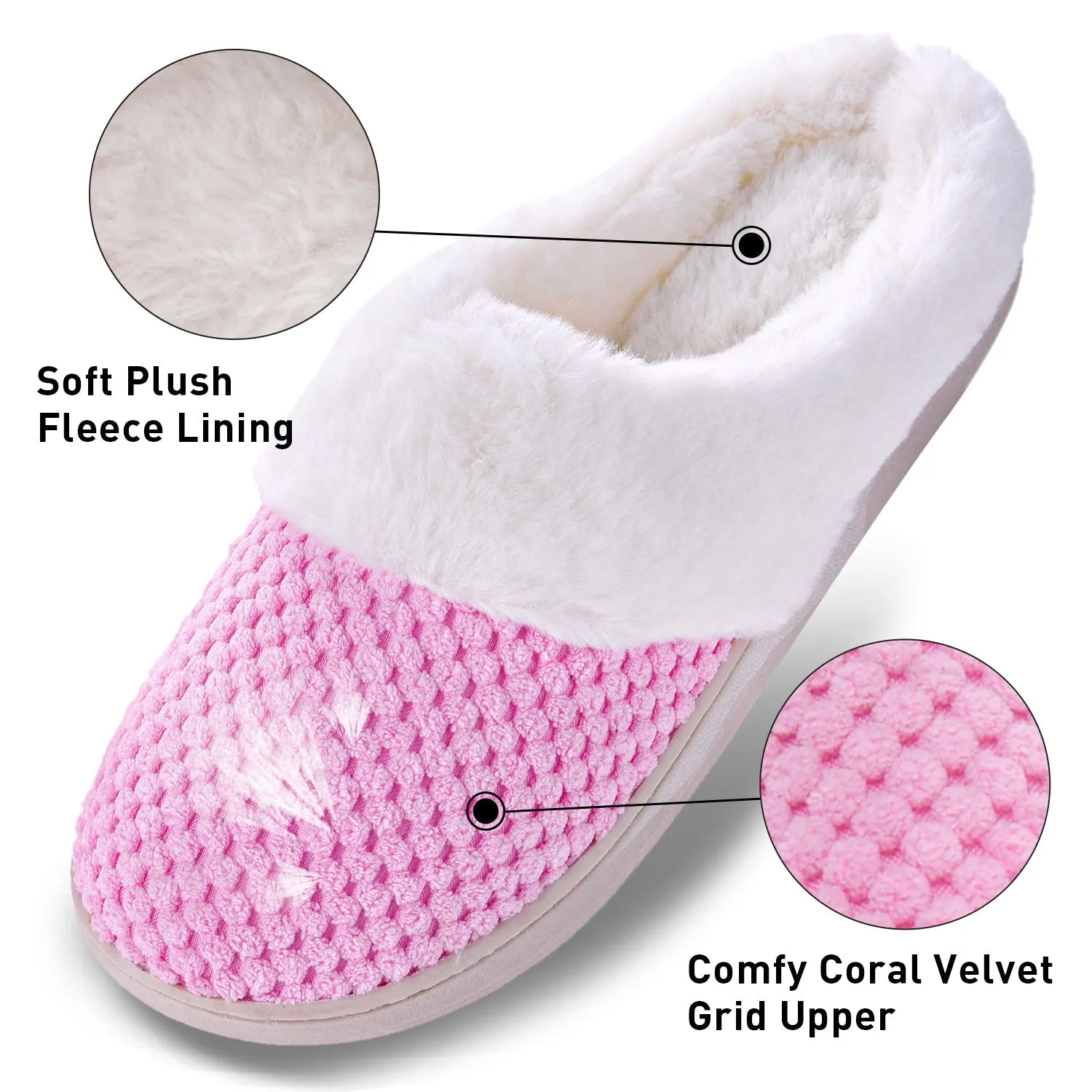 VONMAY Women's Slippers House Shoes Fleece Fuzzy Plush Lining