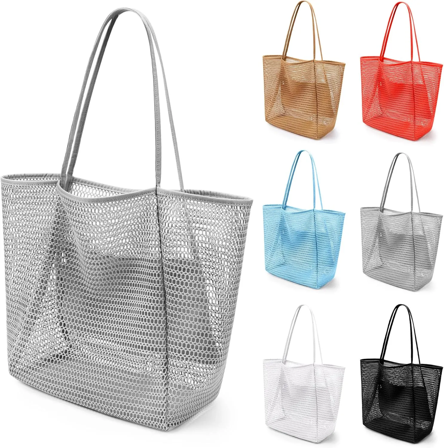 VOROLO Mesh Tote Beach Bag,Women Fairycore Hobo Bag,Shoulder Bag,Soft Summer Casual Crochet Bags