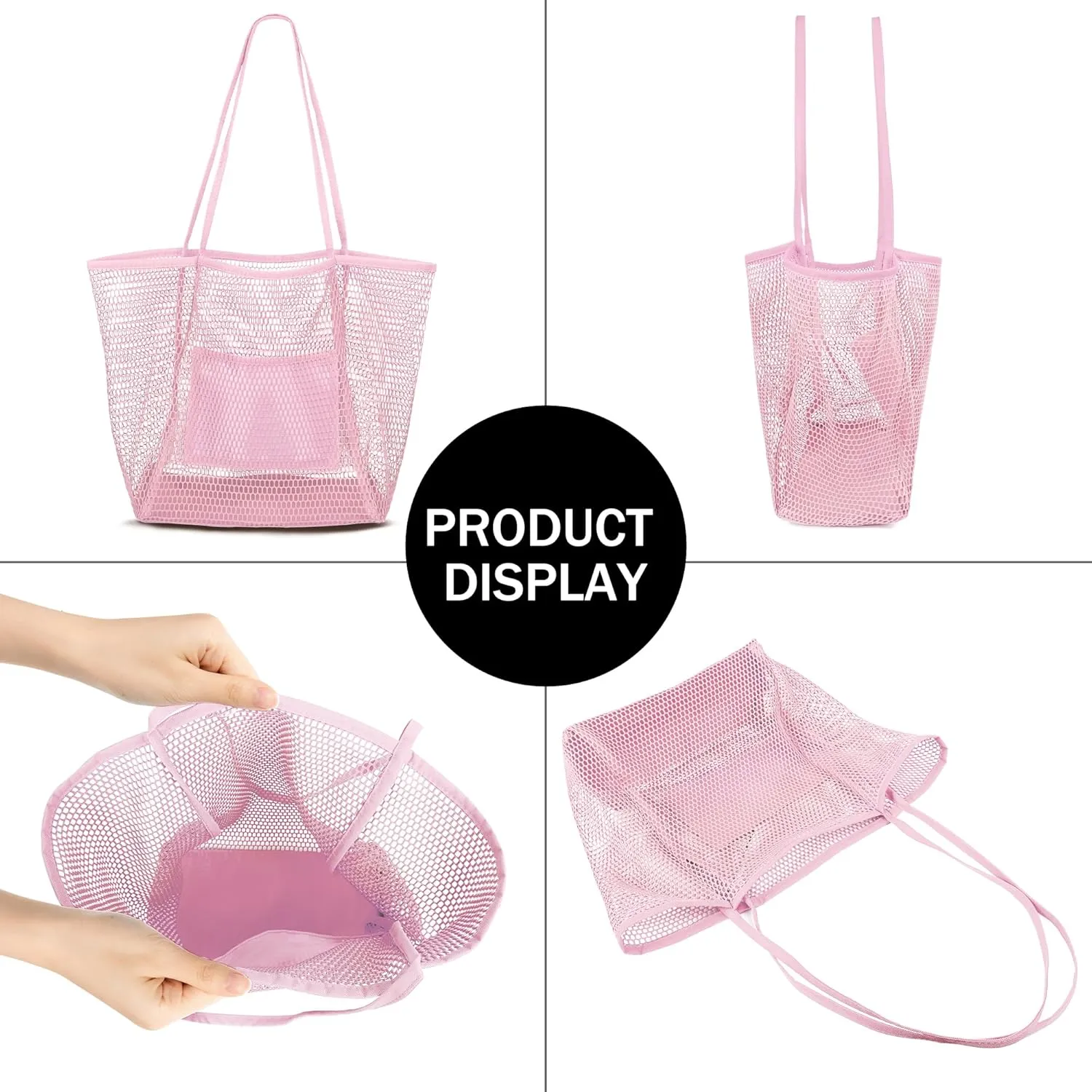VOROLO Mesh Tote Beach Bag,Women Fairycore Hobo Bag,Shoulder Bag,Soft Summer Casual Crochet Bags