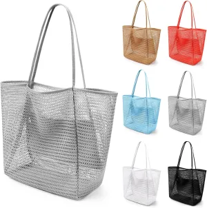 VOROLO Mesh Tote Beach Bag,Women Fairycore Hobo Bag,Shoulder Bag,Soft Summer Casual Crochet Bags
