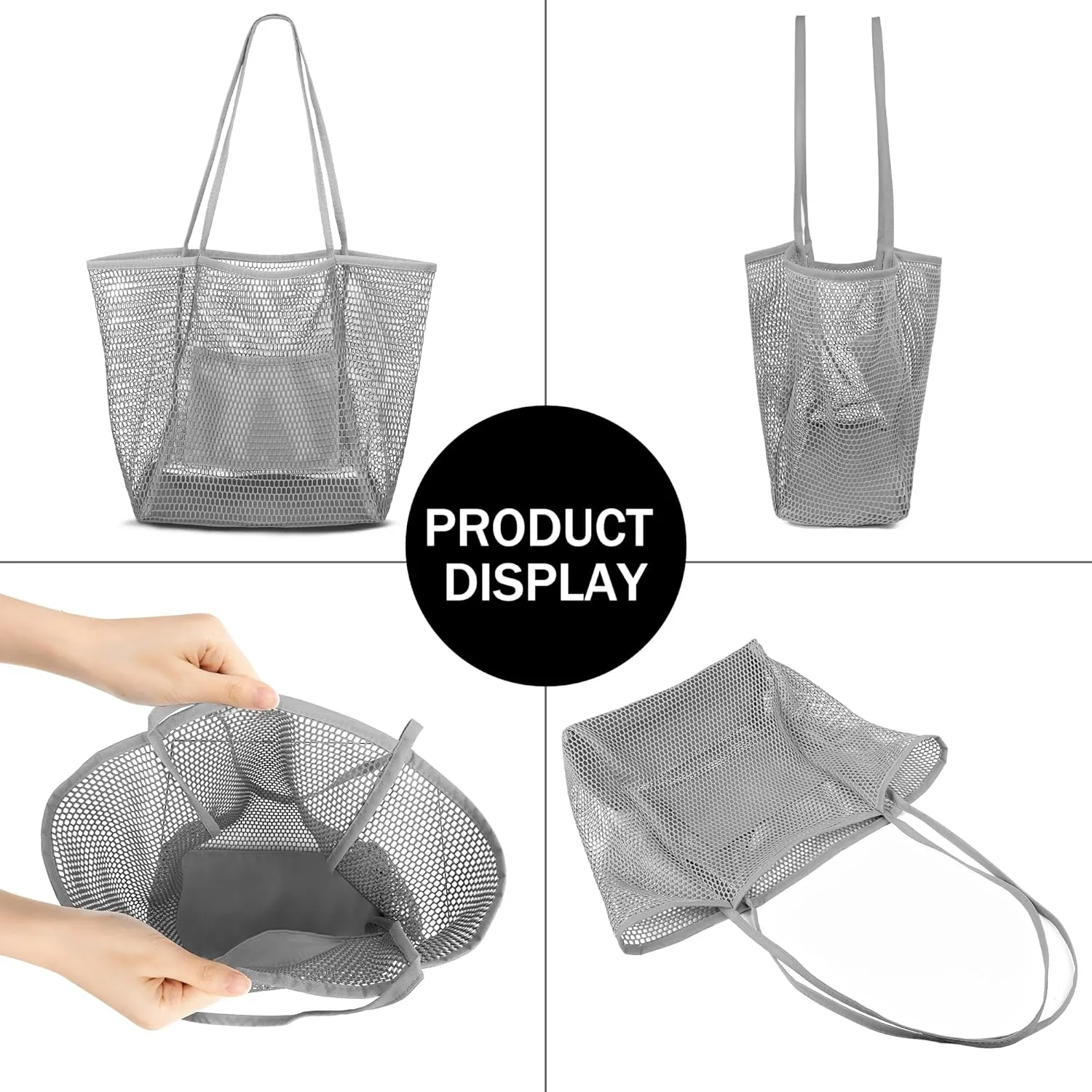 VOROLO Mesh Tote Beach Bag,Women Fairycore Hobo Bag,Shoulder Bag,Soft Summer Casual Crochet Bags