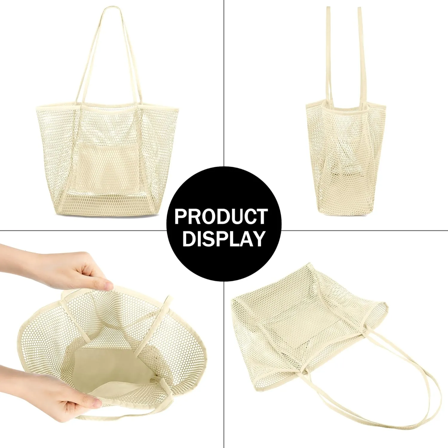 VOROLO Mesh Tote Beach Bag,Women Fairycore Hobo Bag,Shoulder Bag,Soft Summer Casual Crochet Bags