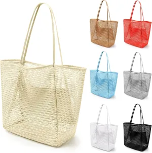 VOROLO Mesh Tote Beach Bag,Women Fairycore Hobo Bag,Shoulder Bag,Soft Summer Casual Crochet Bags