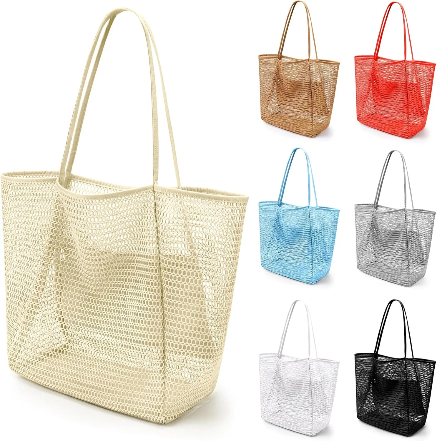 VOROLO Mesh Tote Beach Bag,Women Fairycore Hobo Bag,Shoulder Bag,Soft Summer Casual Crochet Bags