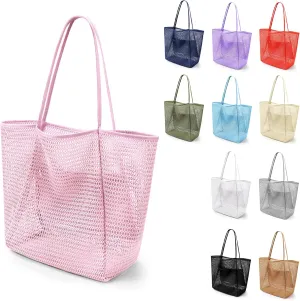 VOROLO Mesh Tote Beach Bag,Women Fairycore Hobo Bag,Shoulder Bag,Soft Summer Casual Crochet Bags