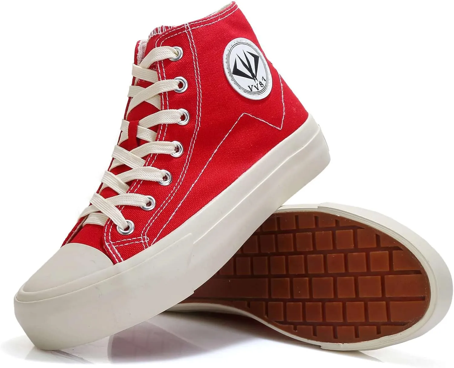 VV87 Unisex's High Top Classic Comfort Canvas Sneakers Stylish Lightweight Casual Walking Shoes