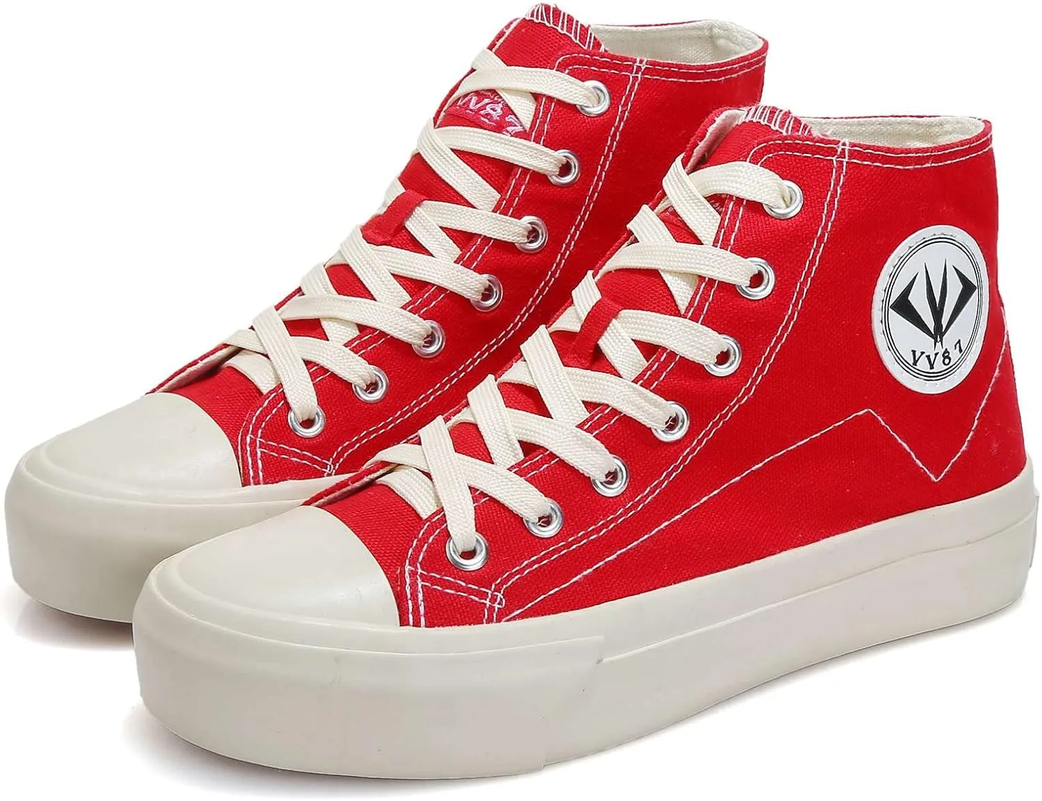 VV87 Unisex's High Top Classic Comfort Canvas Sneakers Stylish Lightweight Casual Walking Shoes