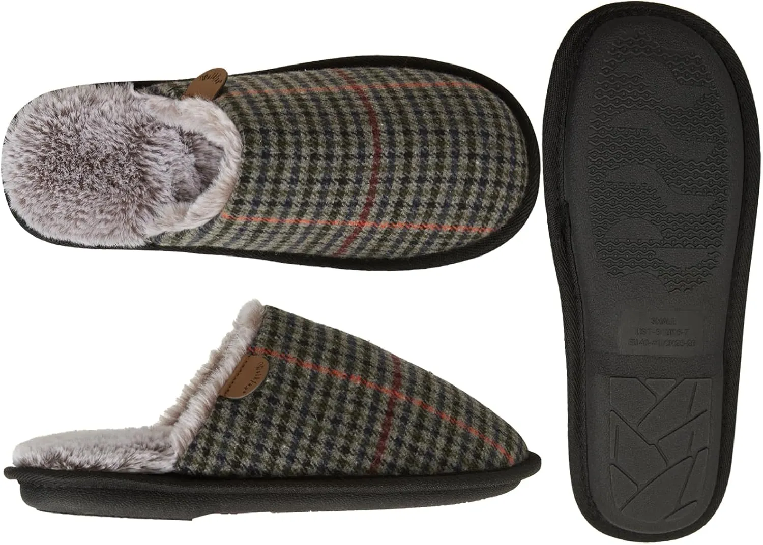 WALKFUN House Slippers for Men Plush Two Tone Warm Indoor Slip-on Slippers Shoes Memory Foam Home Full Toe Comfortable Slippers