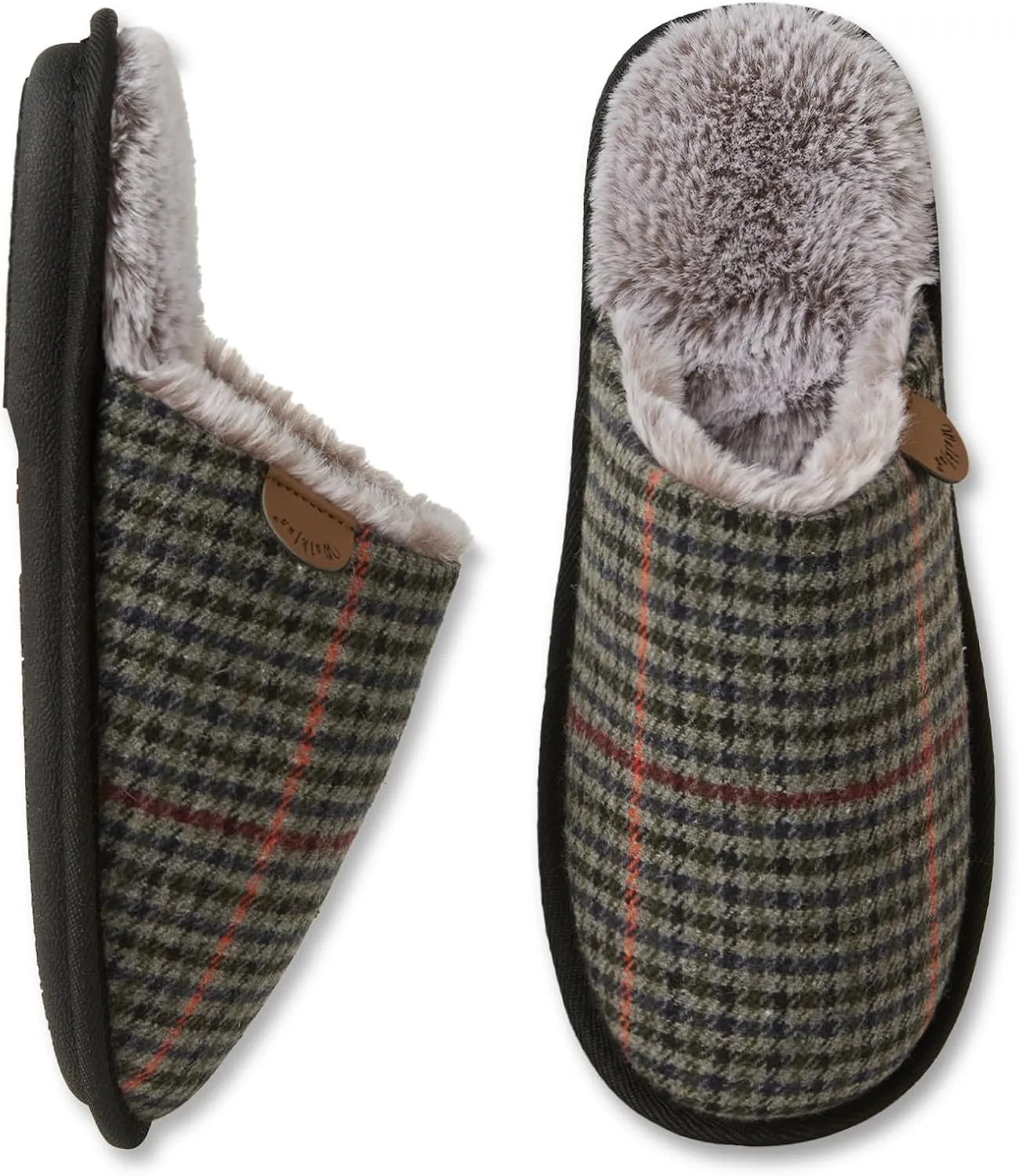 WALKFUN House Slippers for Men Plush Two Tone Warm Indoor Slip-on Slippers Shoes Memory Foam Home Full Toe Comfortable Slippers