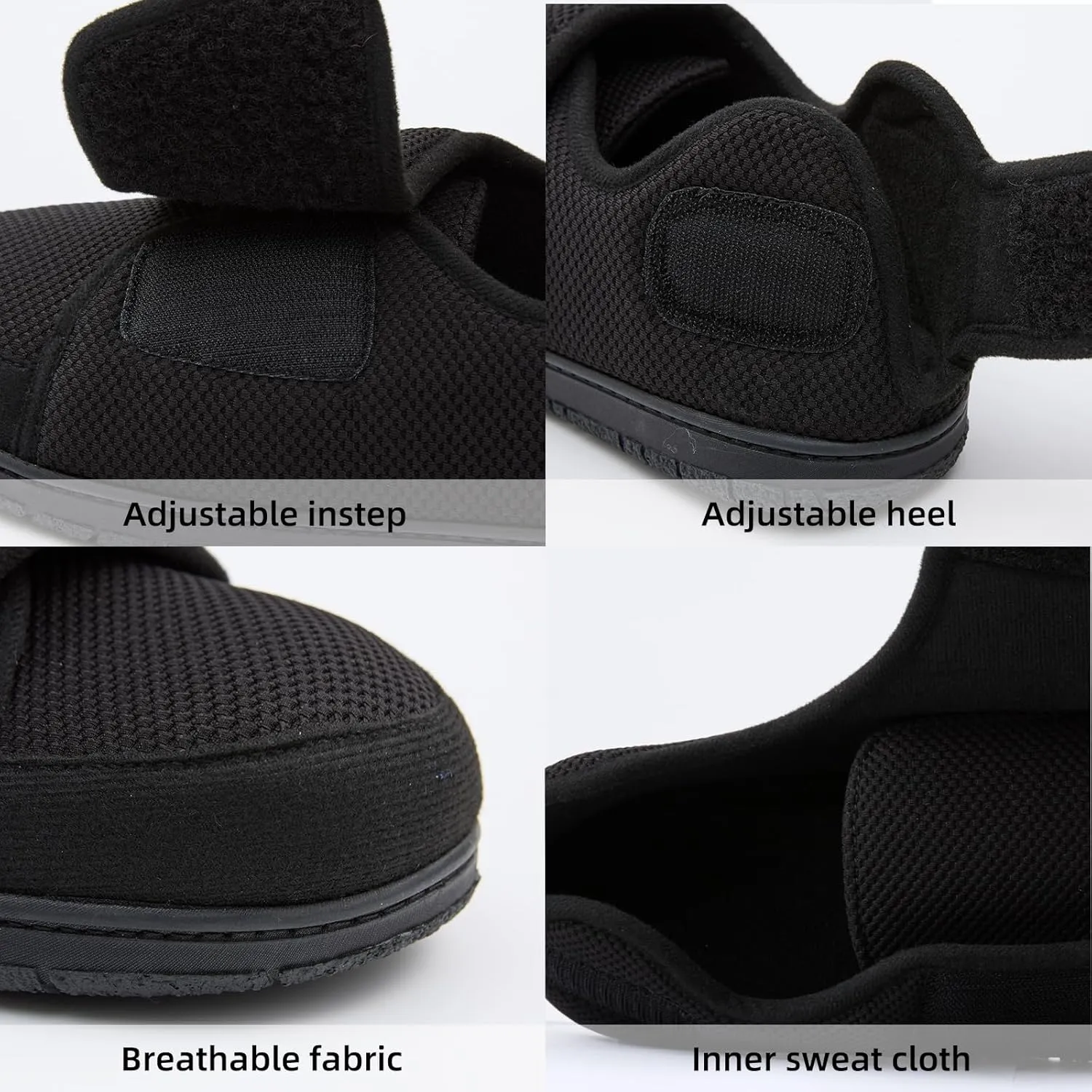 WALKFUN Memory Foam Diabetic House Shoes for Men Adjustable Indoor Outdoor Slippers