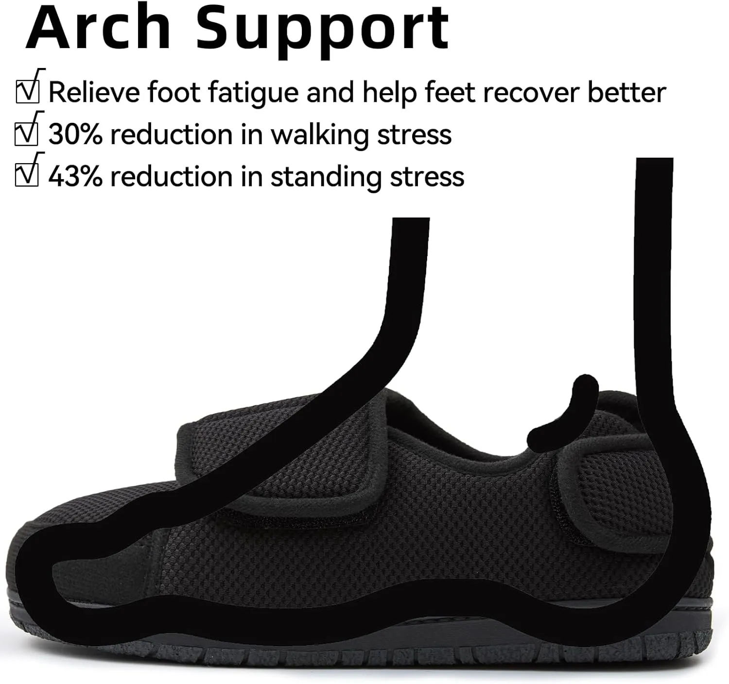 WALKFUN Memory Foam Diabetic House Shoes for Men Adjustable Indoor Outdoor Slippers
