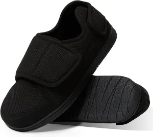 WALKFUN Memory Foam Diabetic House Shoes for Men Adjustable Indoor Outdoor Slippers