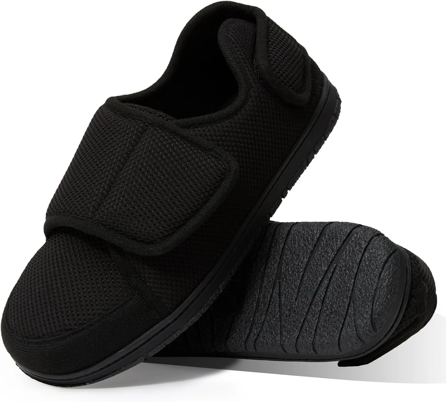 WALKFUN Memory Foam Diabetic House Shoes for Men Adjustable Indoor Outdoor Slippers