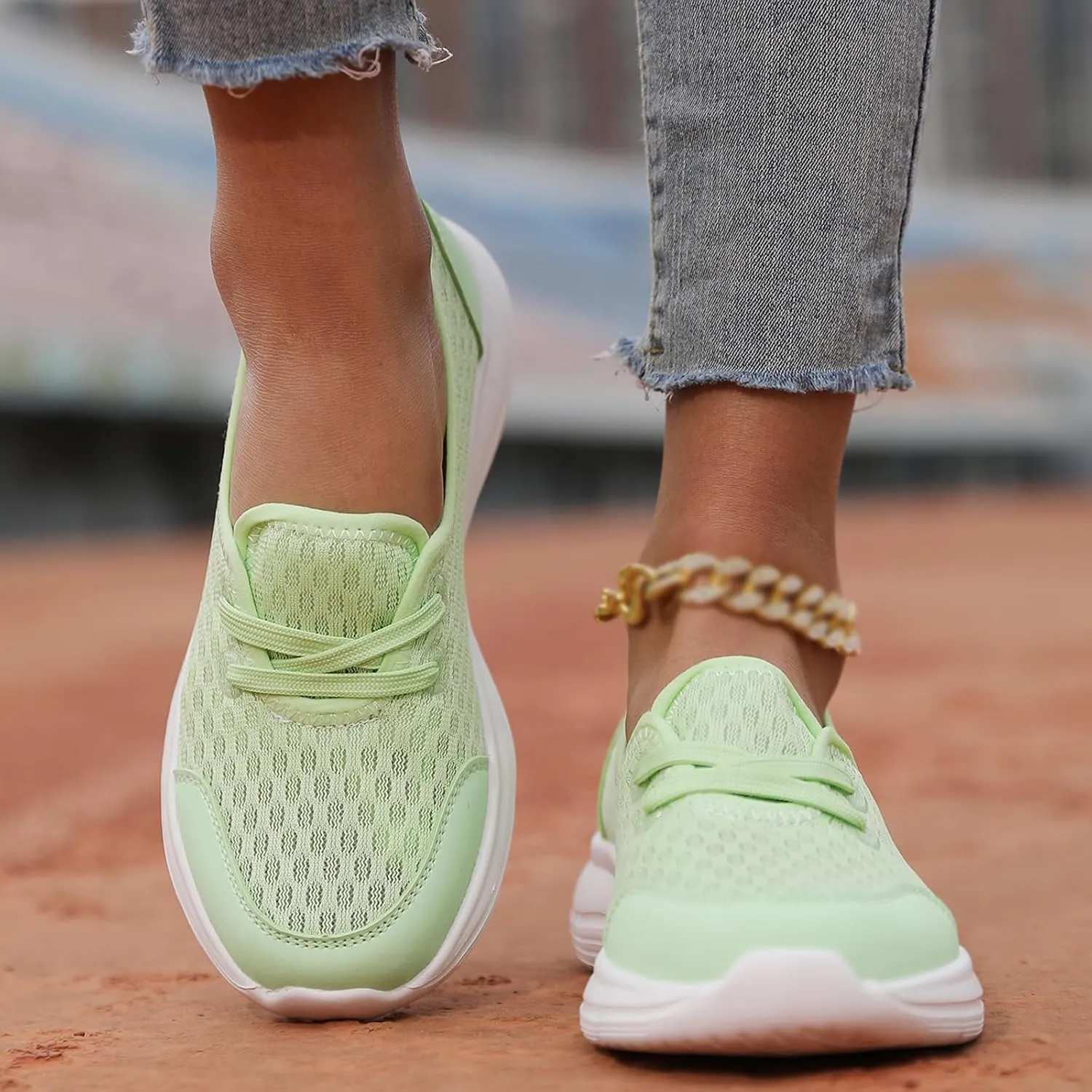 Walking Shoes for Women Soft Sole Mesh Comfort Orthopedic Shoes Breathable Slip-On Sneakers with Arch Support Lightweight Casual Non-Slip Sports Workout Gym Shoe for Daily Wear