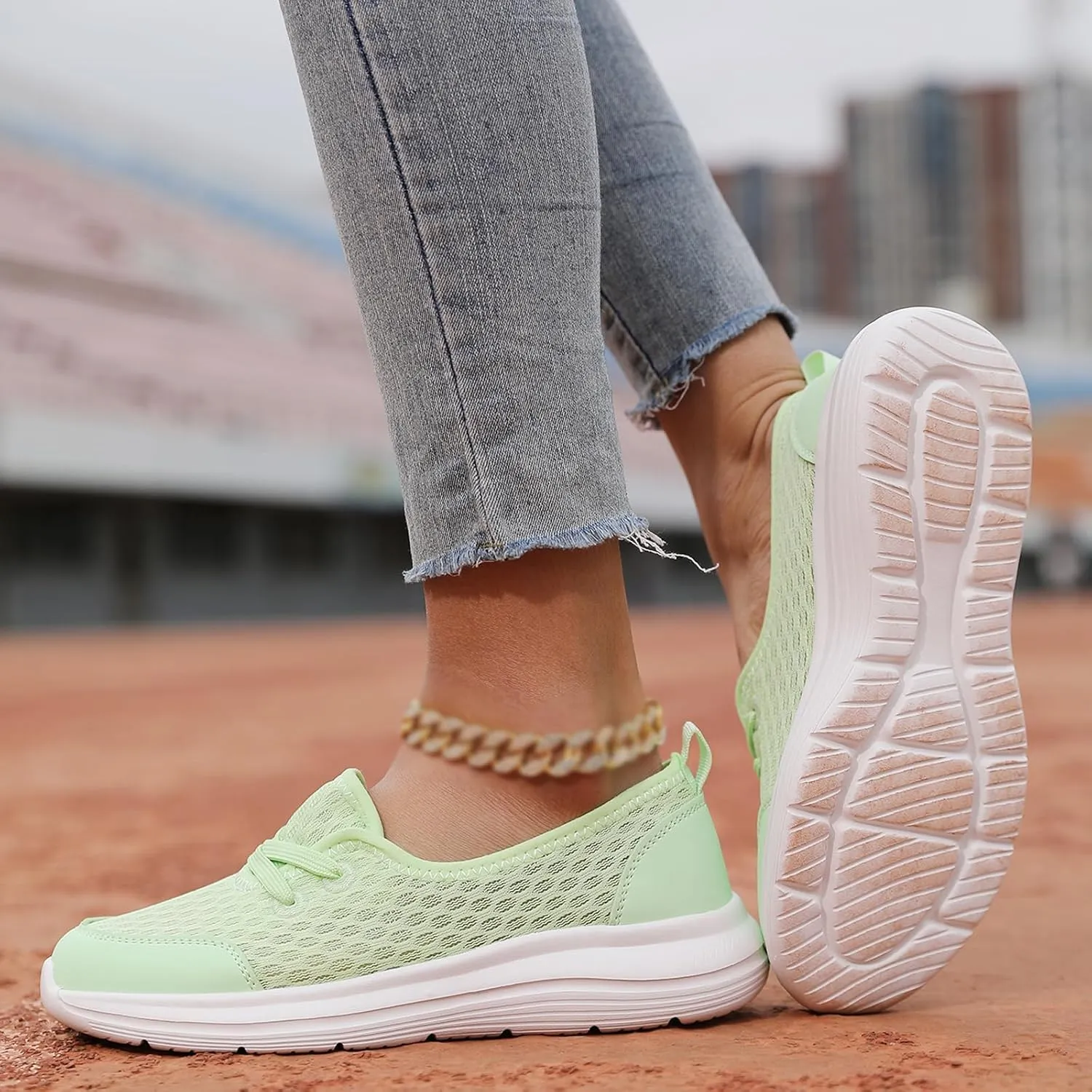 Walking Shoes for Women Soft Sole Mesh Comfort Orthopedic Shoes Breathable Slip-On Sneakers with Arch Support Lightweight Casual Non-Slip Sports Workout Gym Shoe for Daily Wear