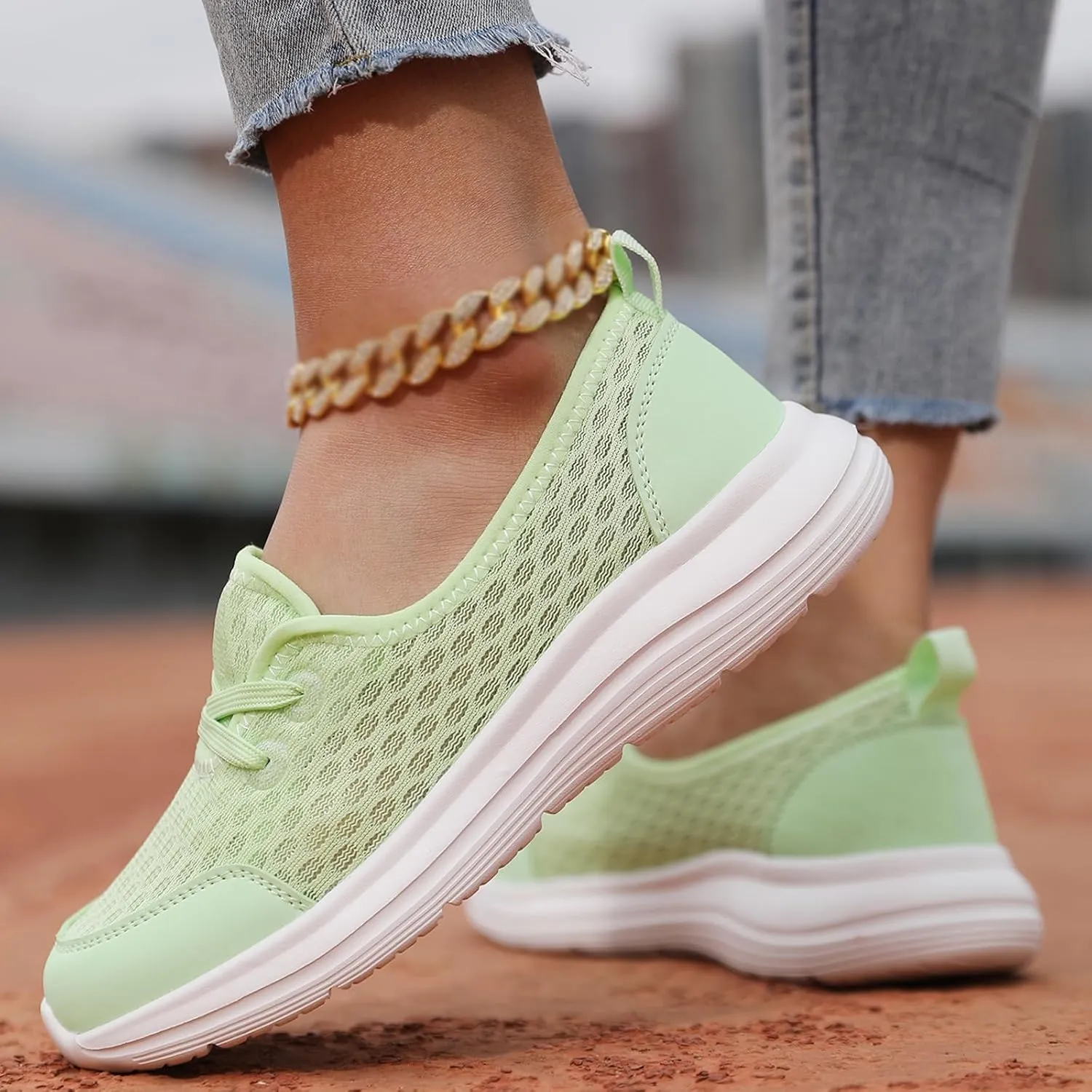 Walking Shoes for Women Soft Sole Mesh Comfort Orthopedic Shoes Breathable Slip-On Sneakers with Arch Support Lightweight Casual Non-Slip Sports Workout Gym Shoe for Daily Wear