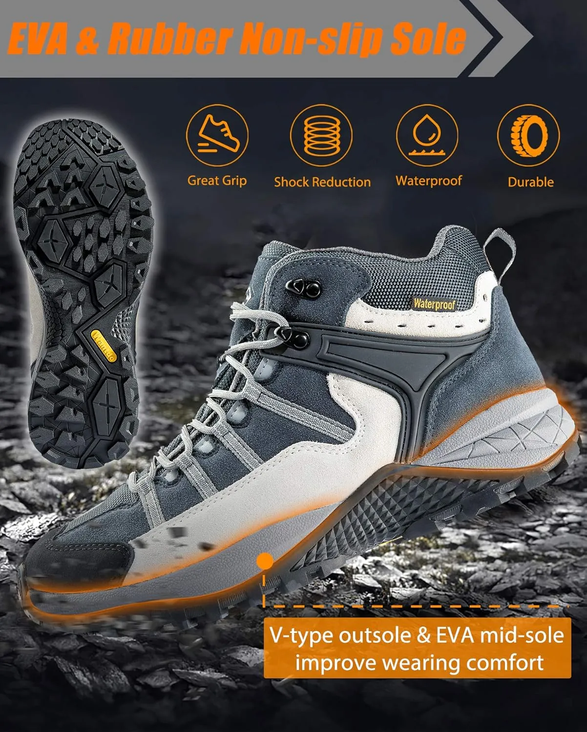 wantdo Women's Waterproof Hiking Boots Lightweight Outdoor Camping Shoes