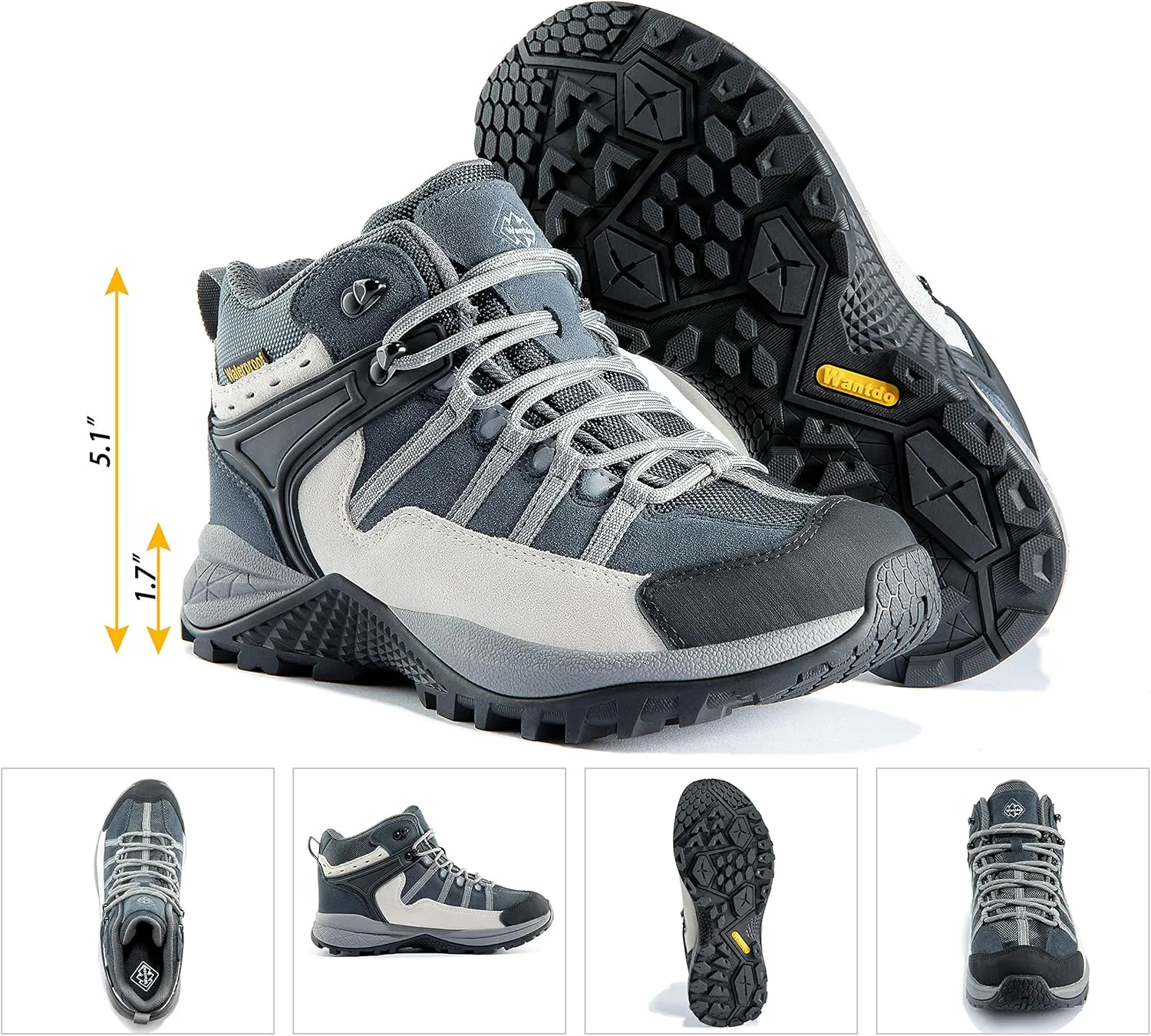 wantdo Women's Waterproof Hiking Boots Lightweight Outdoor Camping Shoes