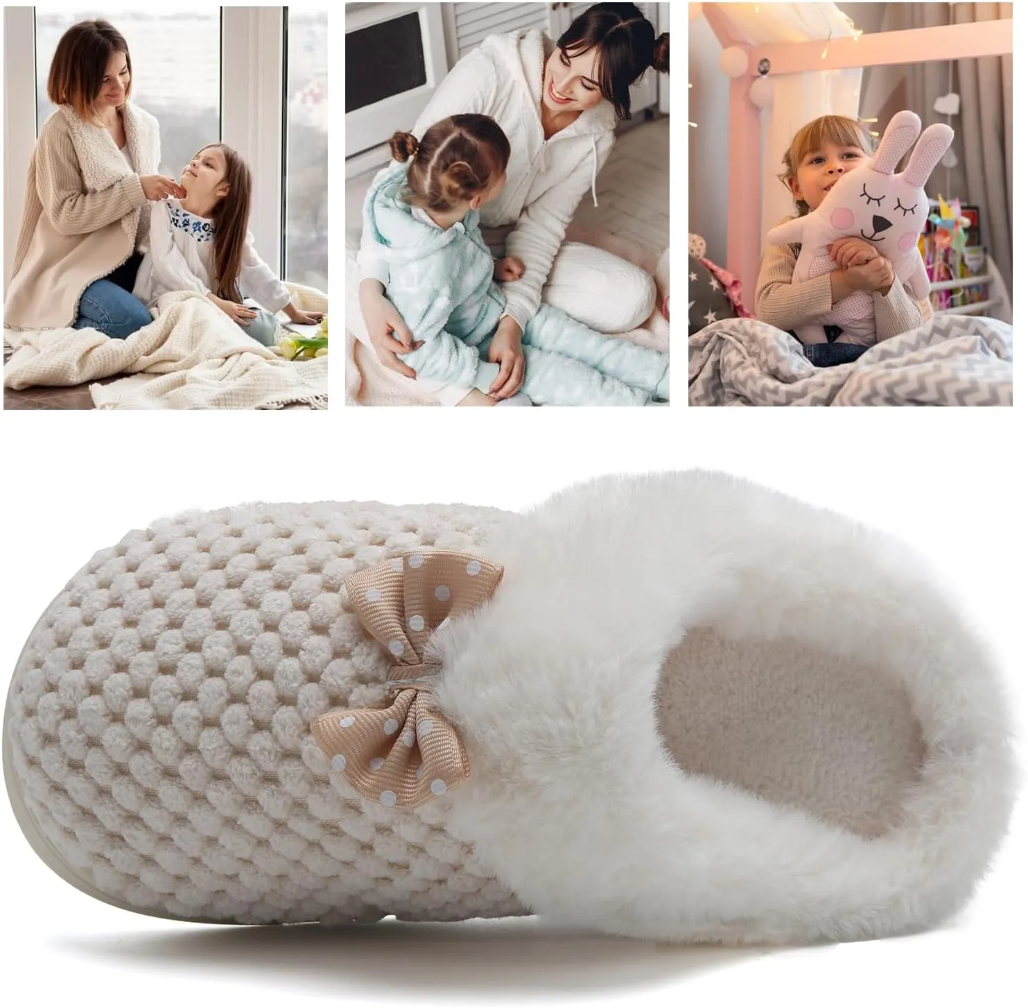 WateLves Girls Slippers Memory Foam Toddler Kids Comfort Wool-Like Plush Fleece Lined House Shoes for Indoor & Outdoor