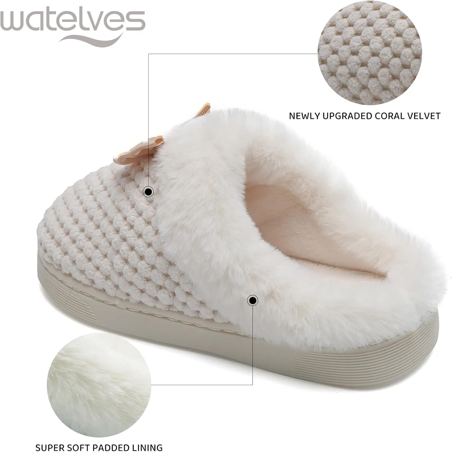 WateLves Girls Slippers Memory Foam Toddler Kids Comfort Wool-Like Plush Fleece Lined House Shoes for Indoor & Outdoor