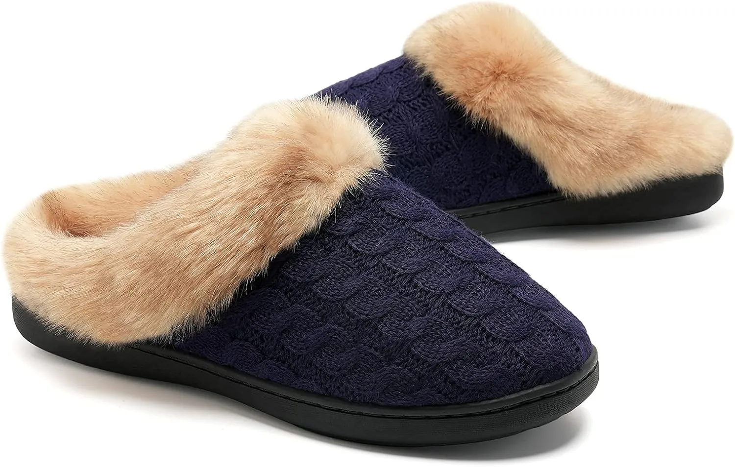 WateLves Women's Memory Foam Slippers Comfort Wool-Like Plush Fleece Lined House Shoes for Indoor & Outdoor