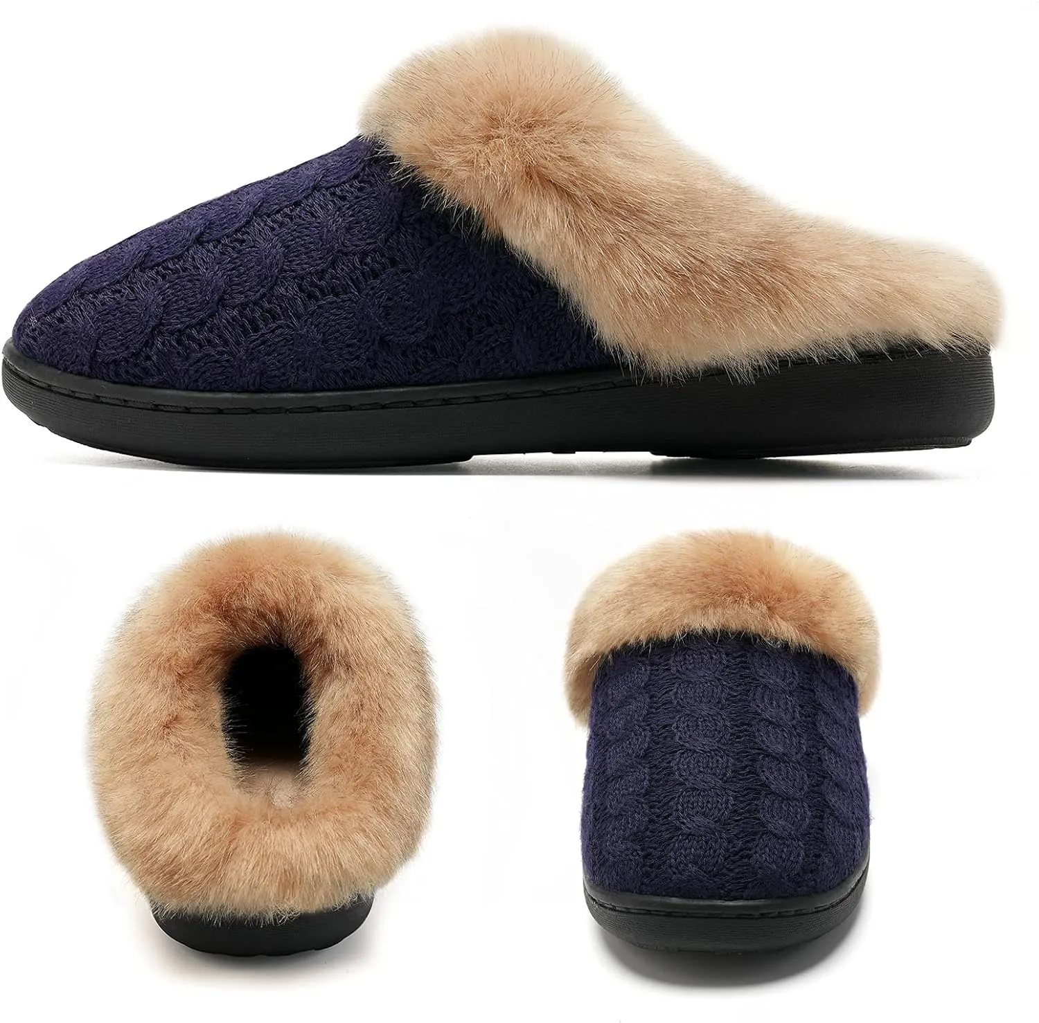 WateLves Women's Memory Foam Slippers Comfort Wool-Like Plush Fleece Lined House Shoes for Indoor & Outdoor