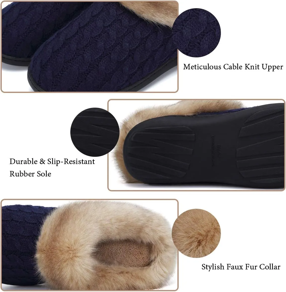 WateLves Women's Memory Foam Slippers Comfort Wool-Like Plush Fleece Lined House Shoes for Indoor & Outdoor