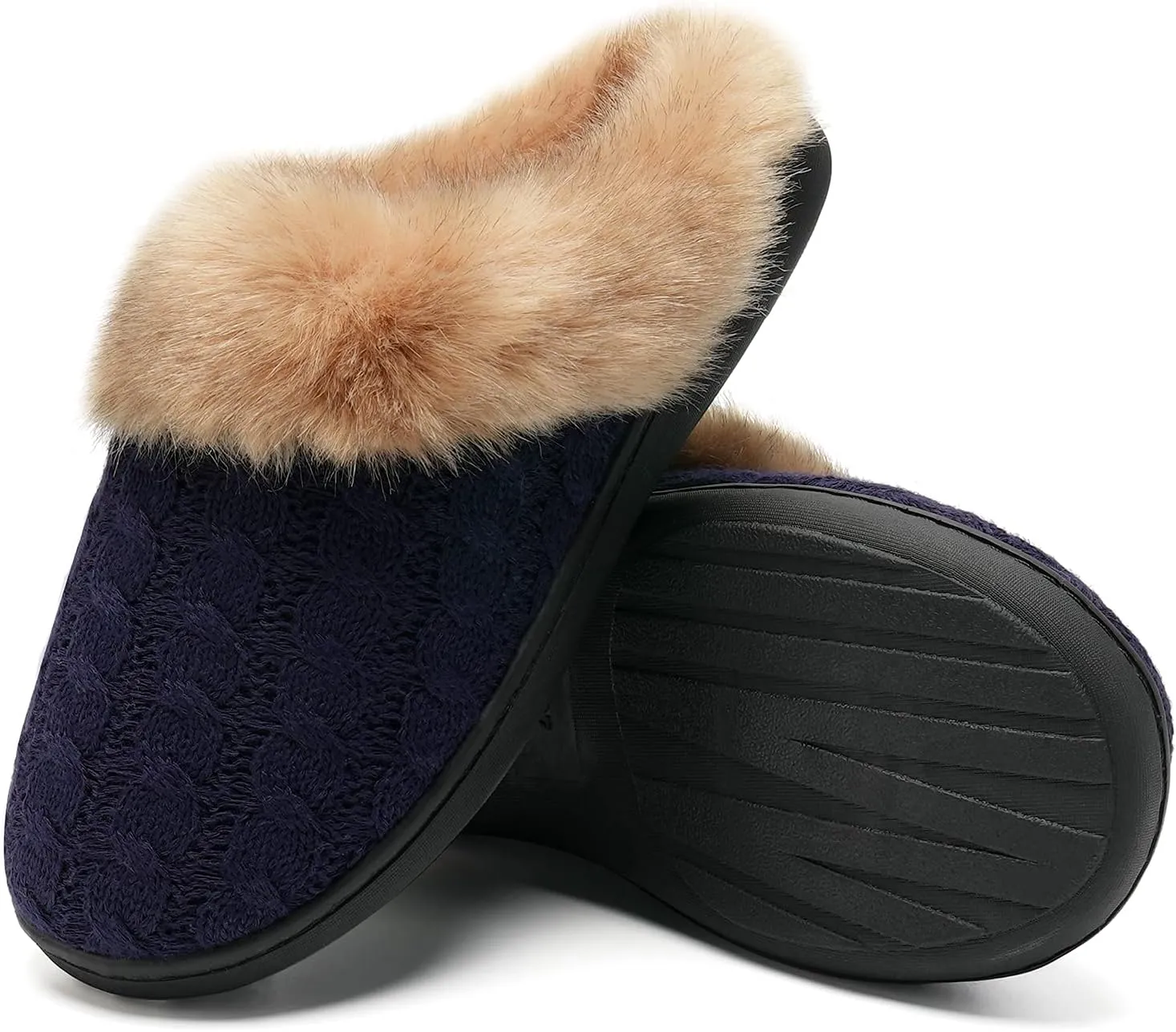 WateLves Women's Memory Foam Slippers Comfort Wool-Like Plush Fleece Lined House Shoes for Indoor & Outdoor