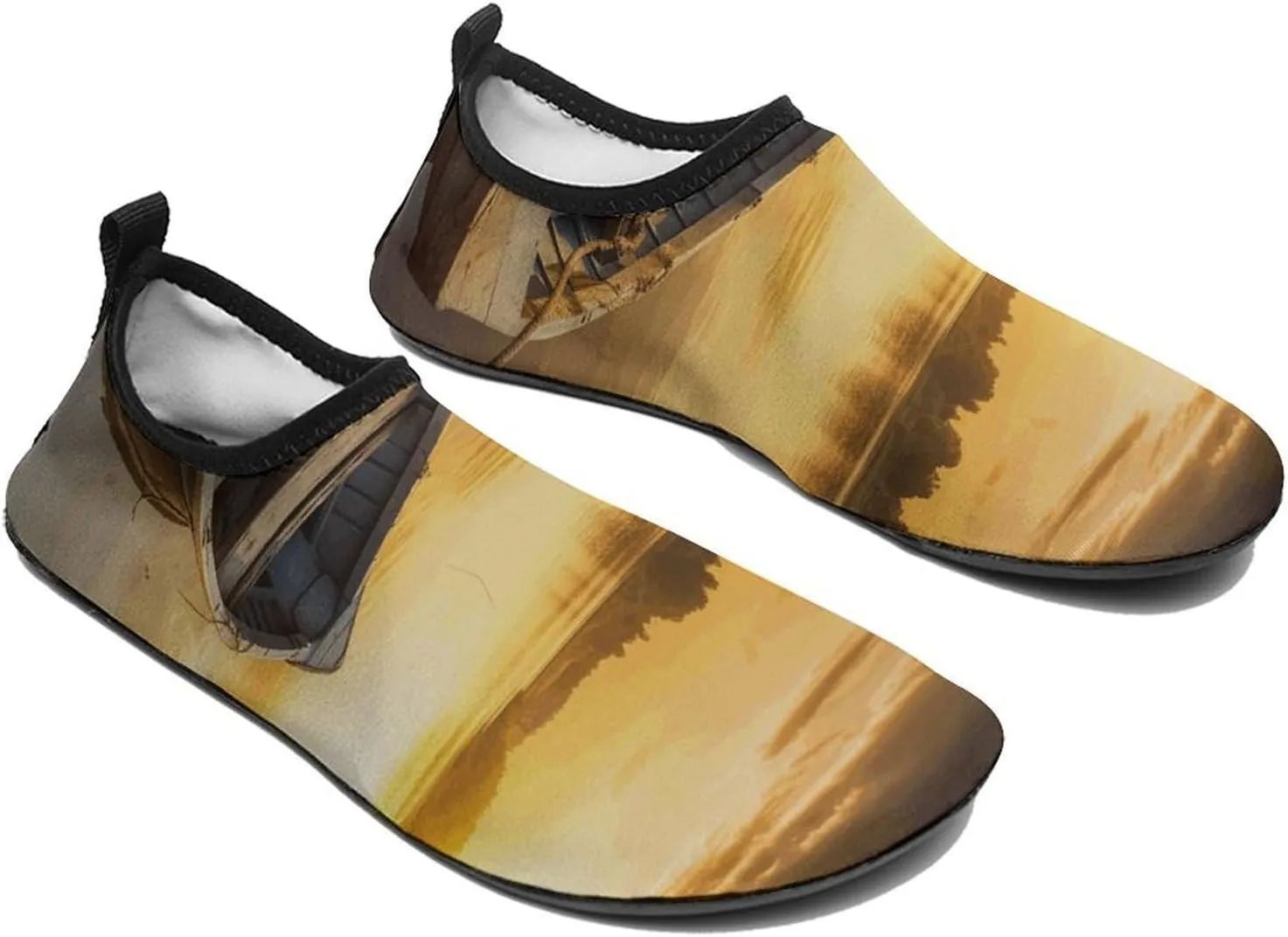Water Shoes for Women Men Quick Dry Barefoot Shoes River Sunset Wooden Boat Sport Shoes Beach Aqua Socks for Hiking Swim Surf Yoga Sport