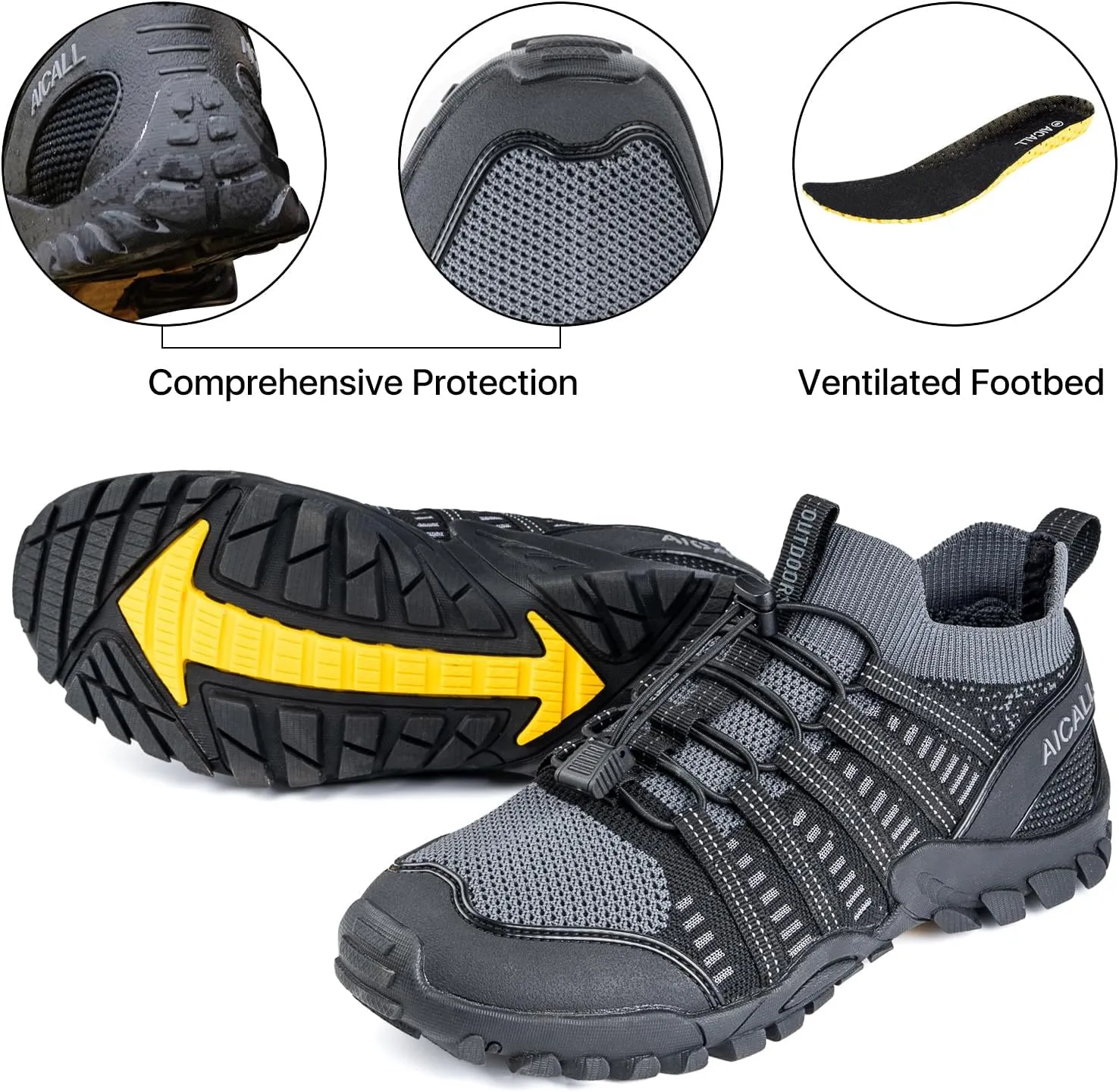 Water Shoes Mens Quick Dry Outdoor Hiking Shoes Barefoot Aqua Shoes Beach Walking Boating Camping Fishing Shoes