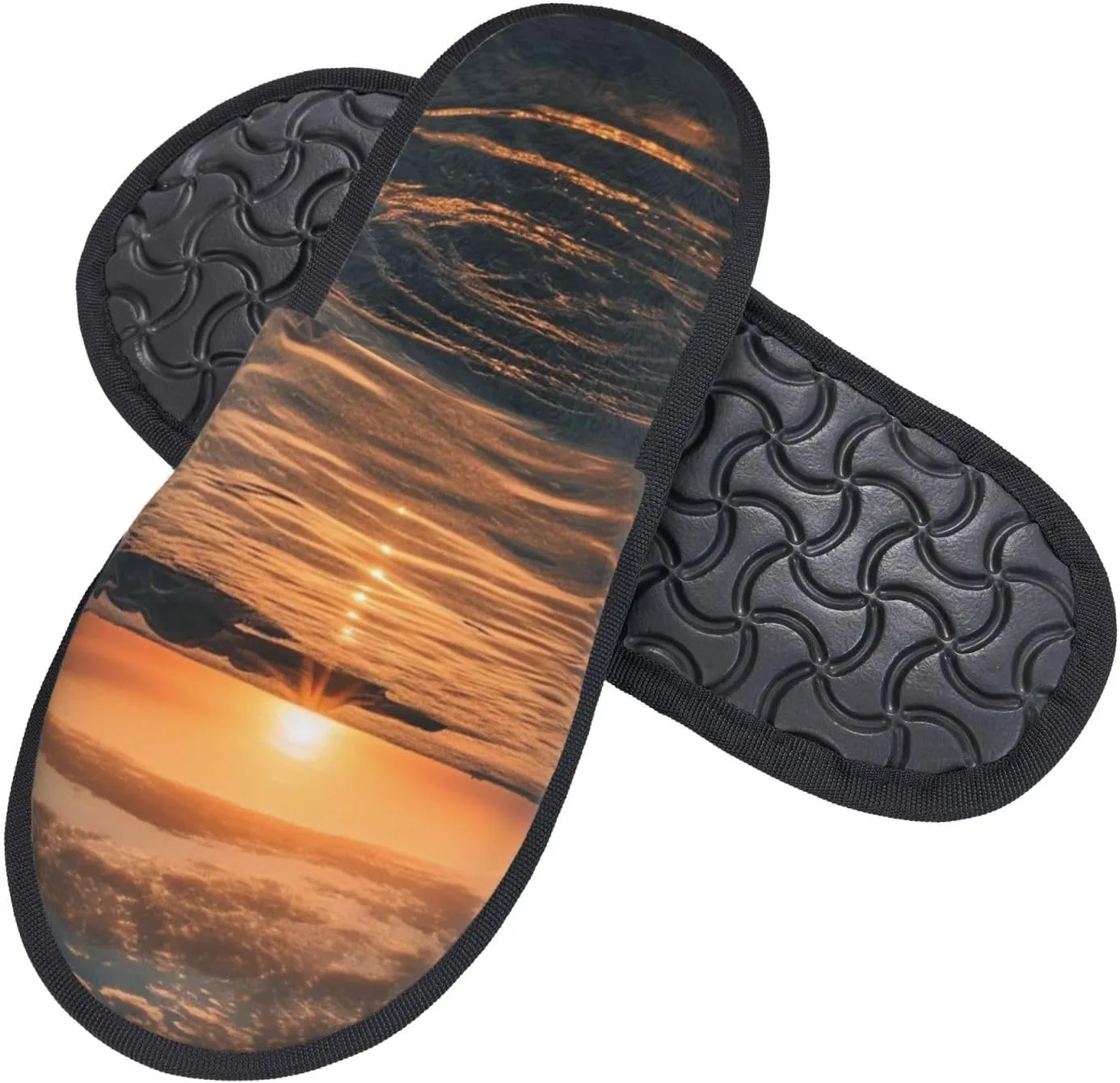 Water surface in the sunset Furry House Slippers for Women Men Soft Fuzzy Slippers Indoor Casual Plush House Shoes