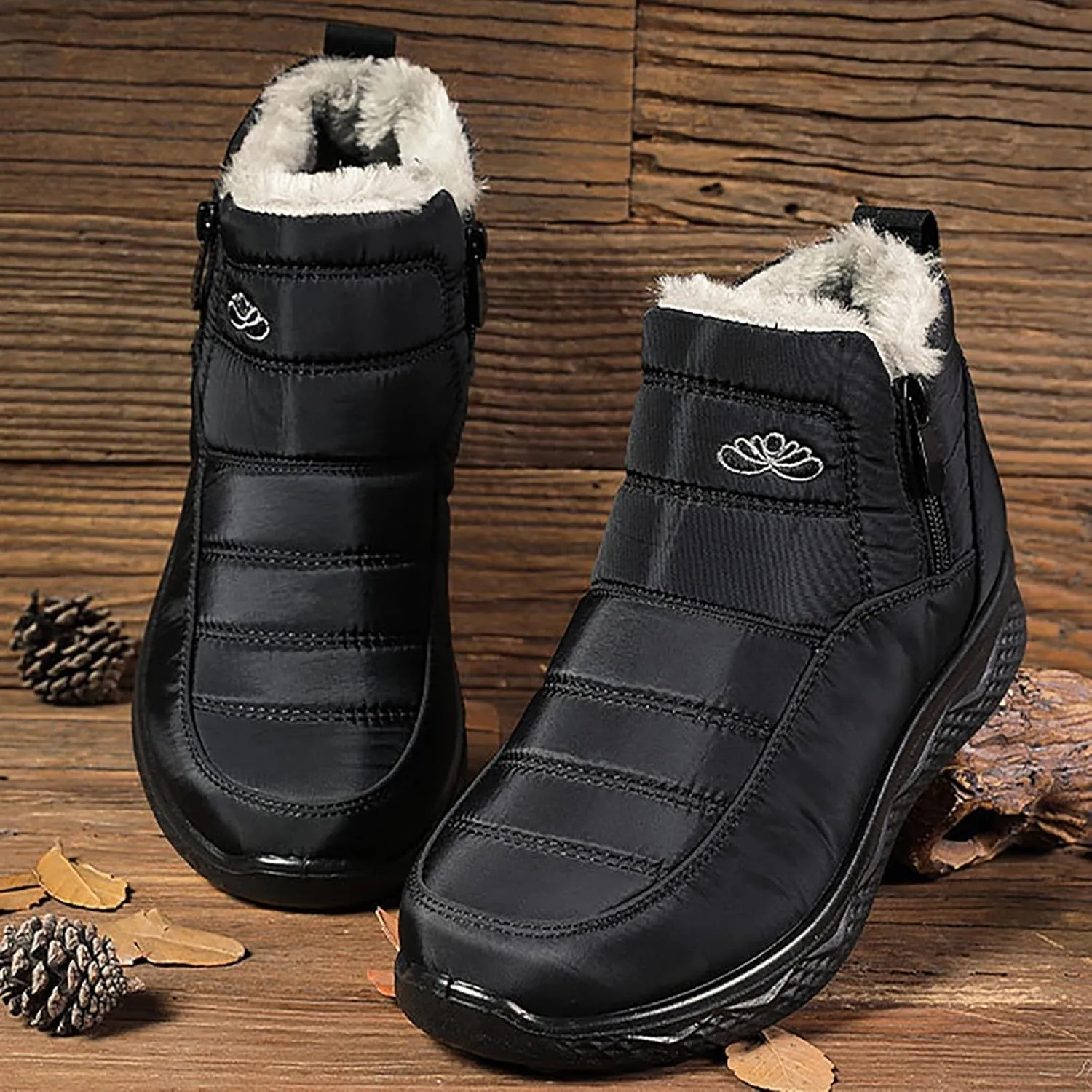 Waterproof Boots for Women Anti-Slip Mid-Calf Snow Boots Warm Outdoor Comfortable Hiking Booties