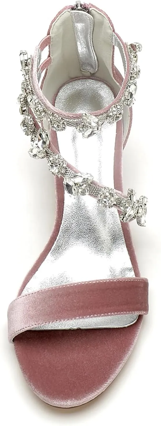 Wedding Heels Block Women's High Heels Bridal Shoes Open Toe Bride Sandals Evening Party Bridesmaids Comfortable Pumps Dress Heels