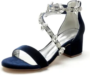 Wedding Heels Block Women's High Heels Bridal Shoes Open Toe Bride Sandals Evening Party Bridesmaids Comfortable Pumps Dress Heels