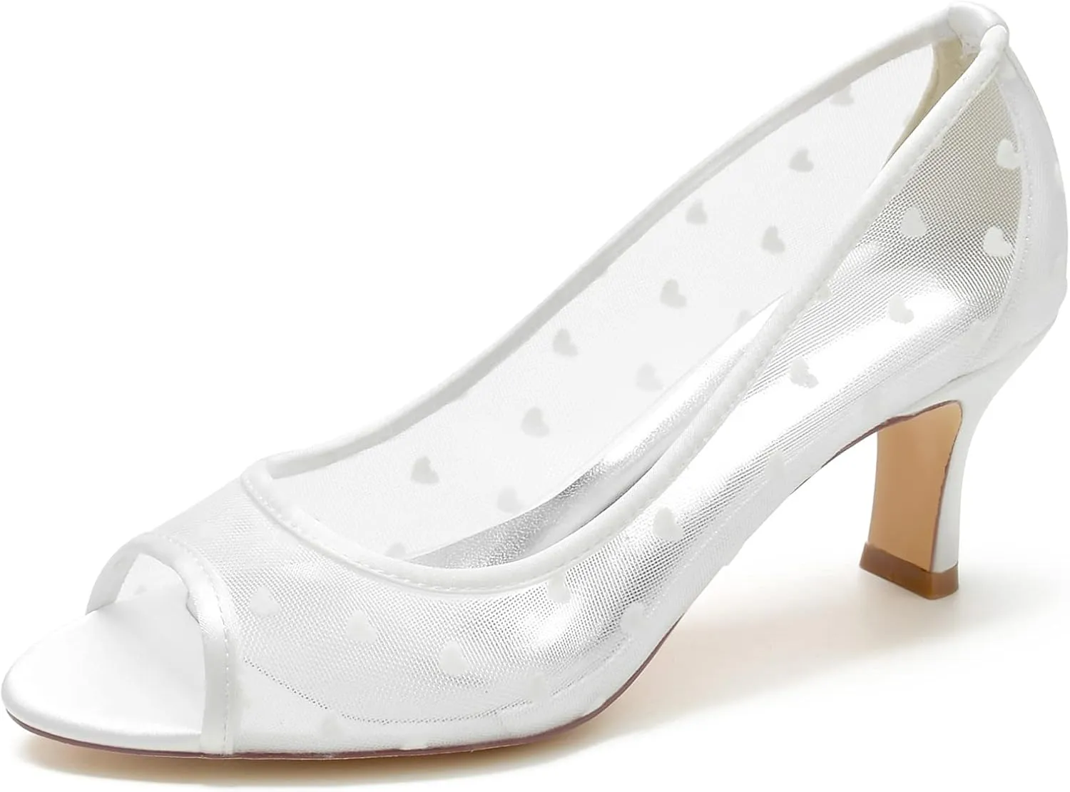 Wedding Shoes Women's Sandals Satin Bridal Low Heel Heel Shoes Chic Peep Toe Kitten Low Heels for Wedding Ballroom 6.5Cm
