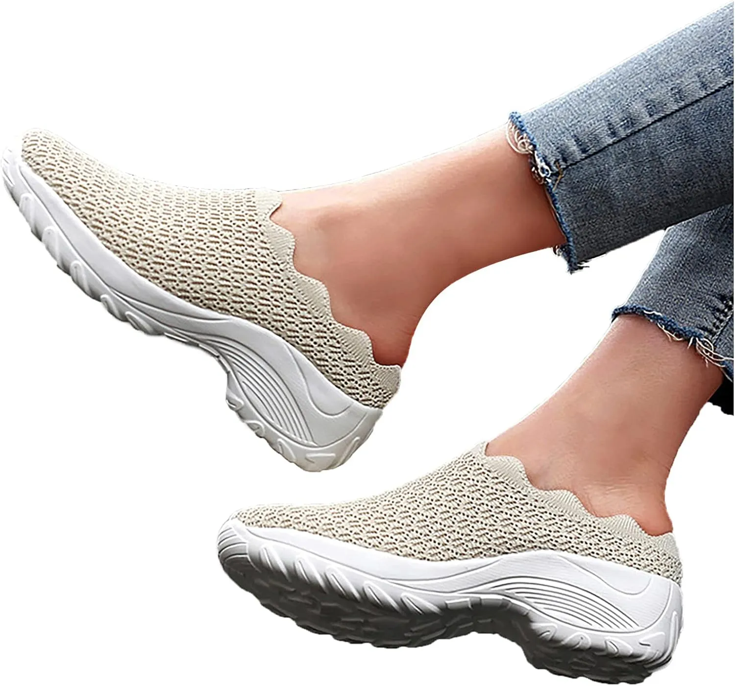 Wide Foot Orthopedic Sandals Sneakers Womens Breathable Slip On Arch Support Sport Slides Non-Slip Thick Slippers Outdoor Casual Walking Shoes Anti-Slip Platform Shoes Women