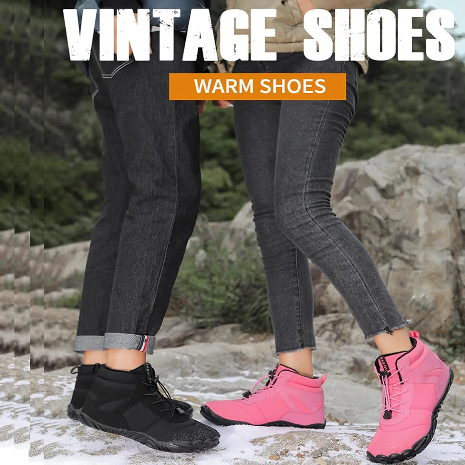 Winter Barefoot Shoes Women Hike Barefoot Footwear Men Grounded Footwear Non-Slip Sole Wide Toe Box for Hiking Trail